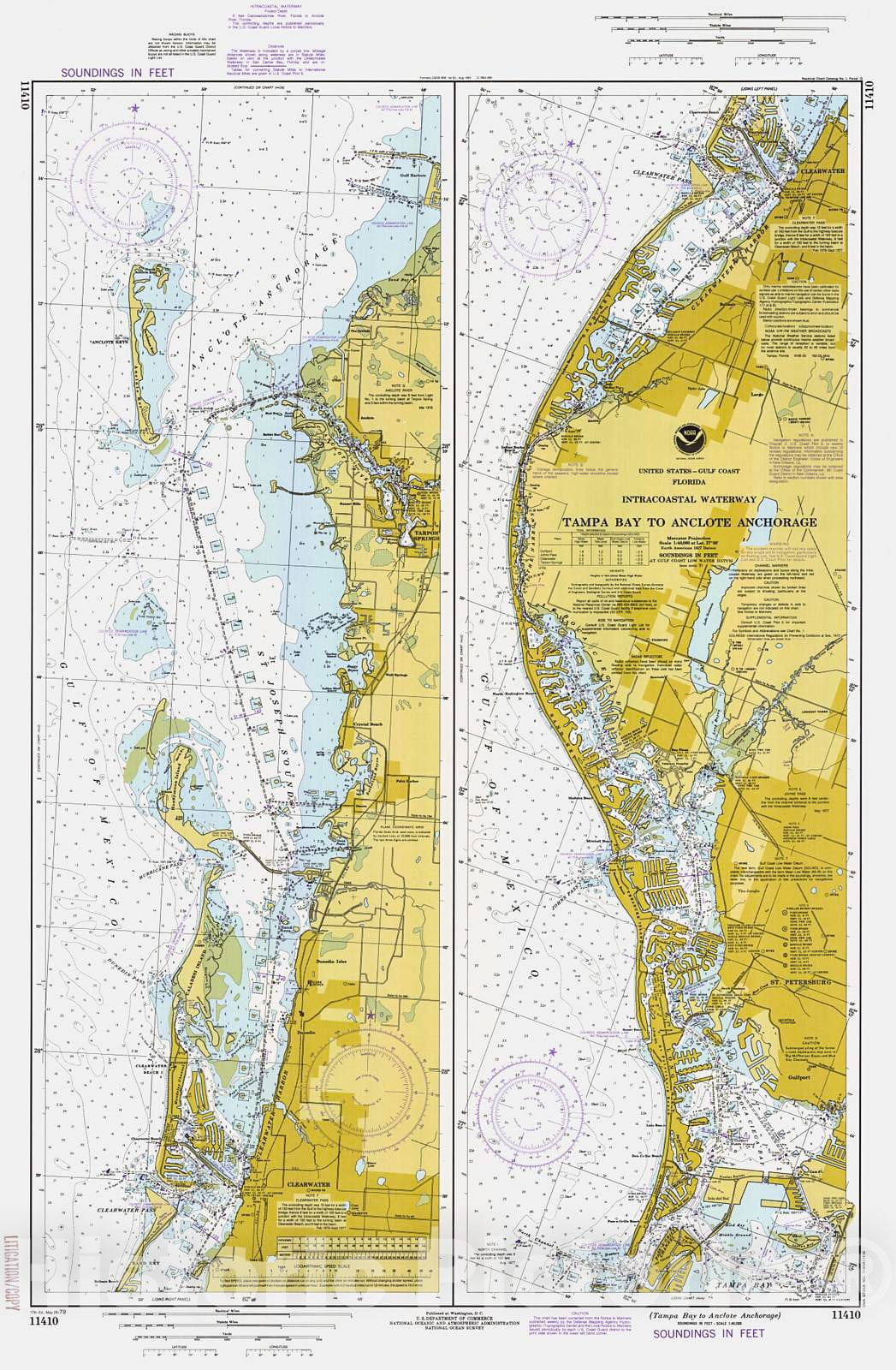 Historic Nautical Map - Tampa Bay To Anclote Anchorage, 1979 NOAA Chart - Florida (FL) - Vintage Wall Art