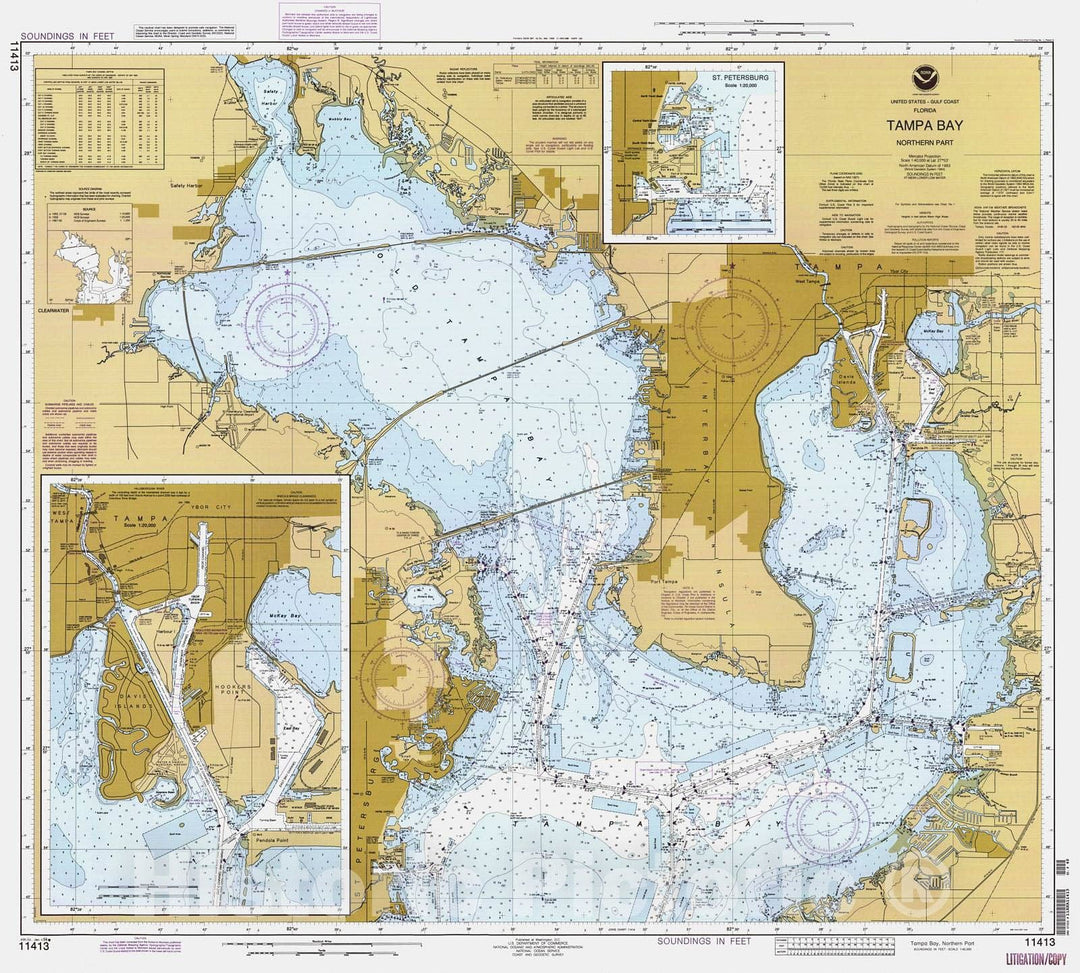 Historic Nautical Map - Tampa Bay Northern Part, 1994 NOAA Chart - Florida (FL) - Vintage Wall Art