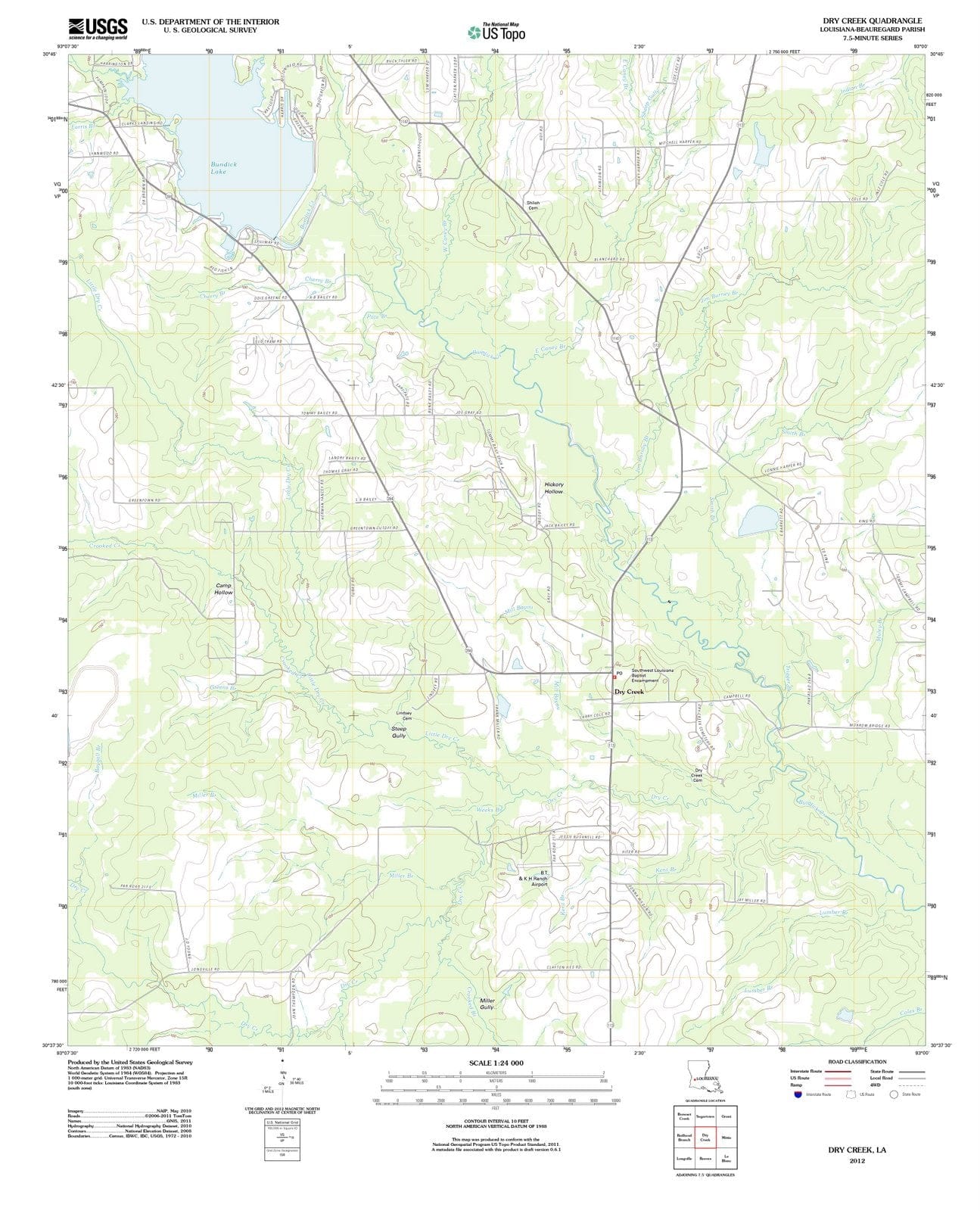 2012 Dry Creek, LA - Louisiana - USGS Topographic Map
