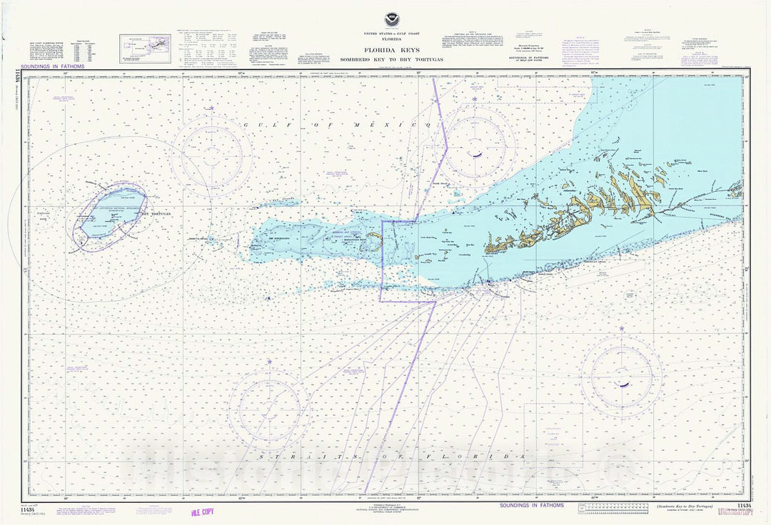 Historic Nautical Map - Sombrero Key To Dry Tortugas, 1977 NOAA Chart - Florida (FL) - Vintage Wall Art
