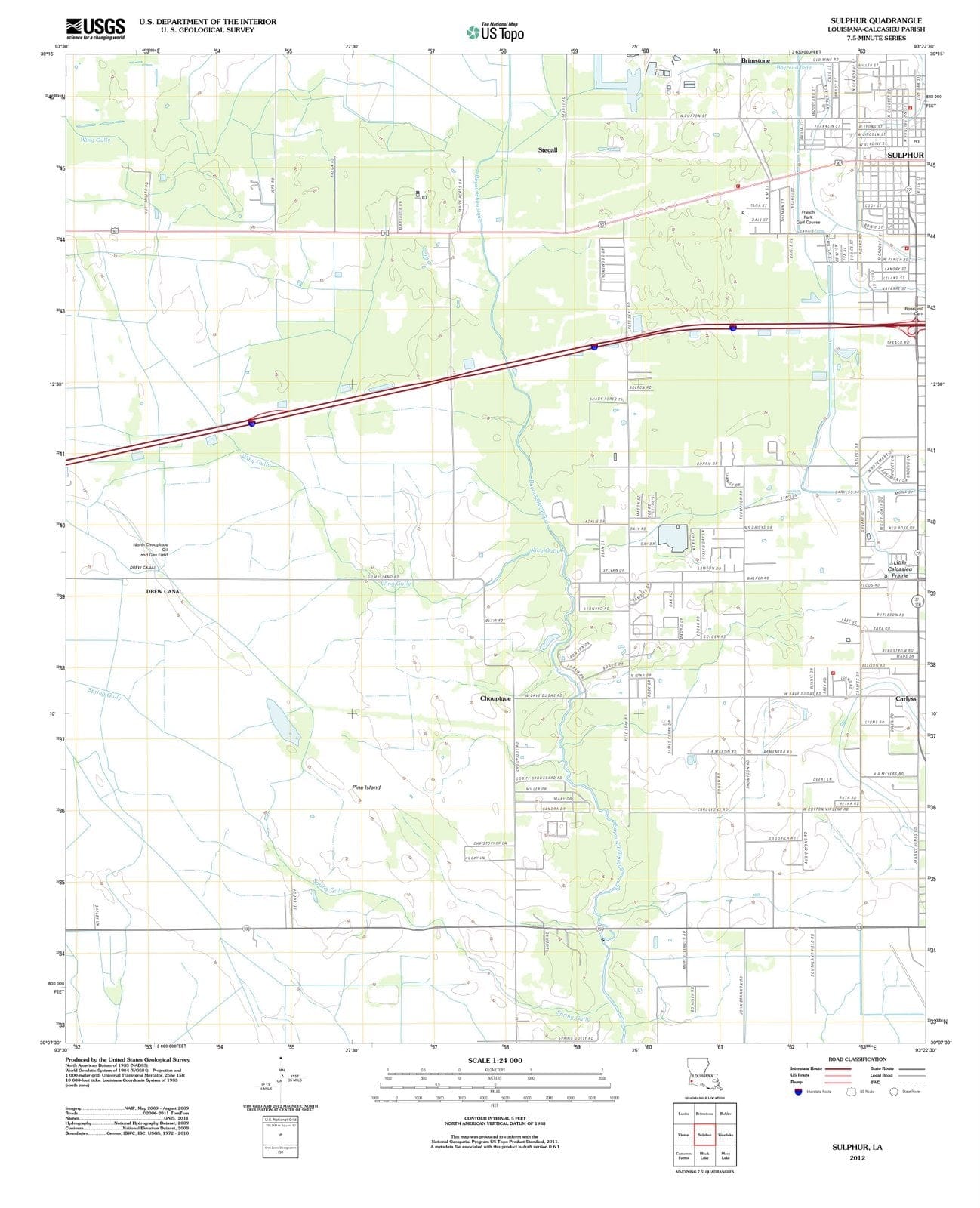 2012 Sulphur, LA - Louisiana - USGS Topographic Map
