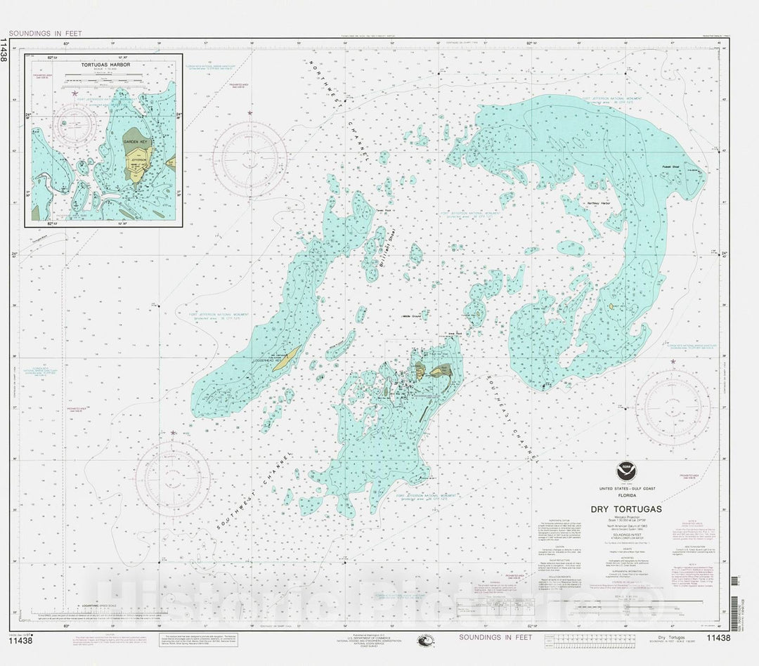 Historic Nautical Map - Dry Tortugas, 1997 NOAA Chart - Florida (FL) - Vintage Wall Art