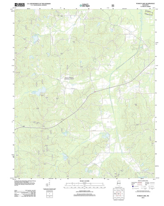 2012 Puskus Lake, MS - Mississippi - USGS Topographic Map