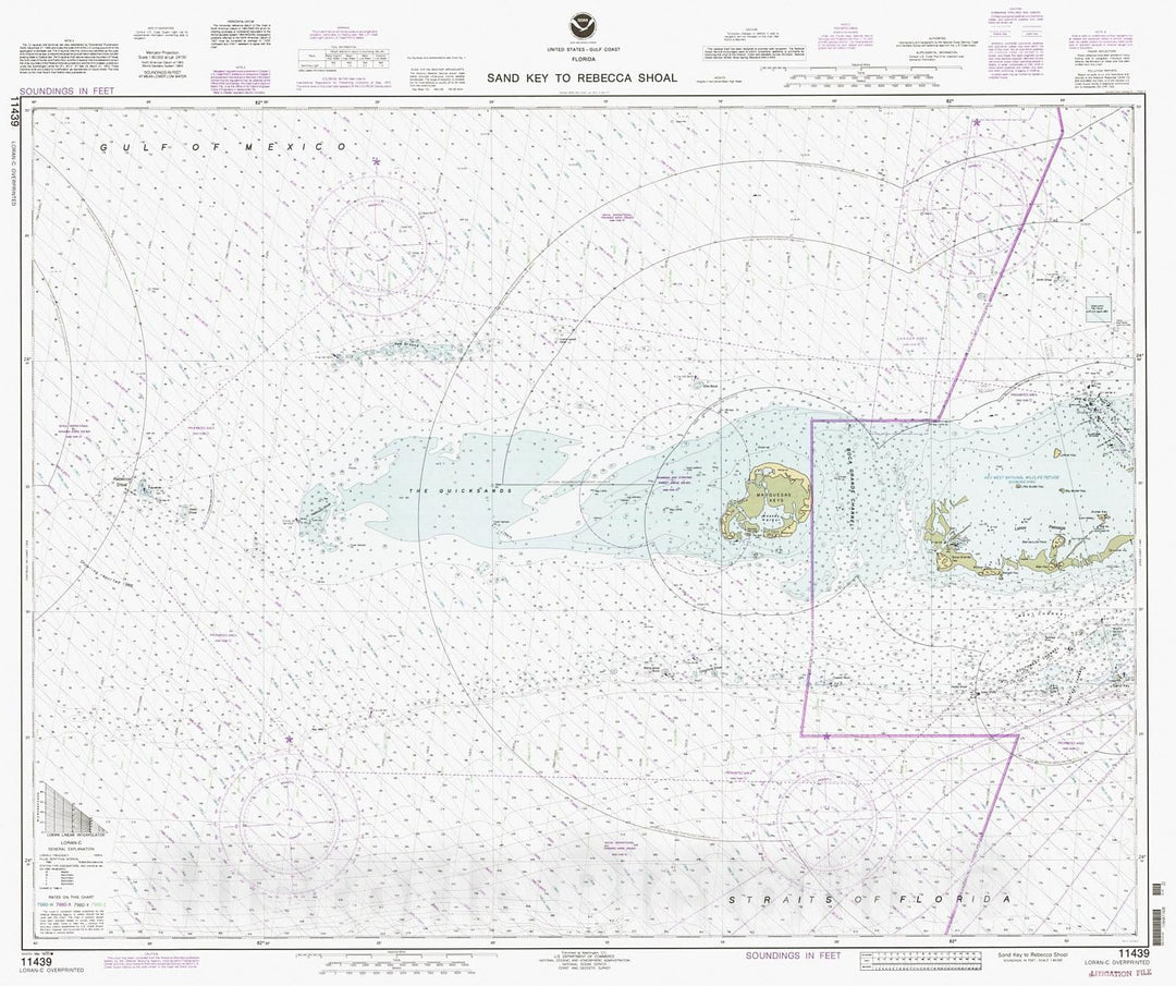 Historic Nautical Map - Sand Key To Rebecca Shoal, 1995 NOAA Chart - Florida (FL) - Vintage Wall Art