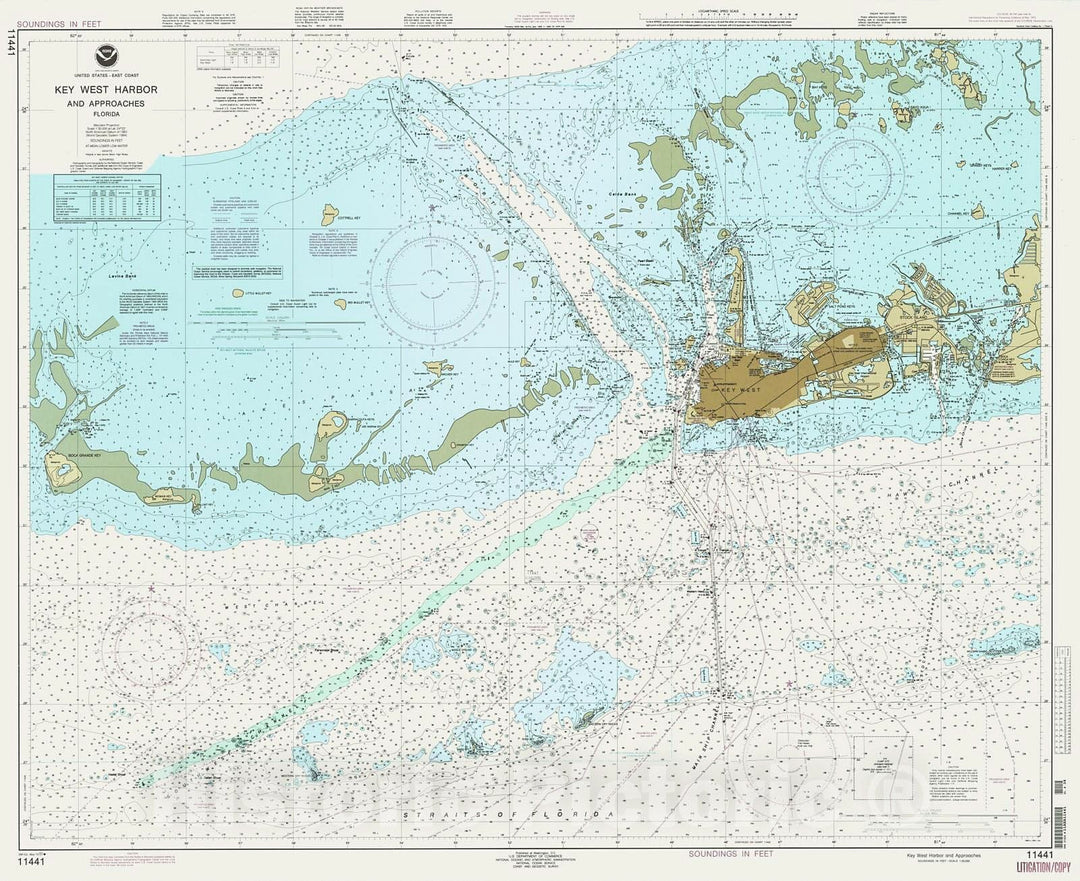 Historic Nautical Map - Key West Harbor And Approaches, 1993 NOAA Chart - Florida (FL) - Vintage Wall Art