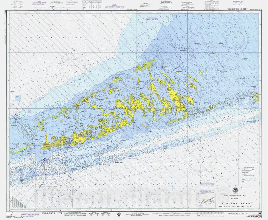 Historic Nautical Map - Sombrero Key To Sand Key, 1976 NOAA Chart - Florida (FL) - Vintage Wall Art
