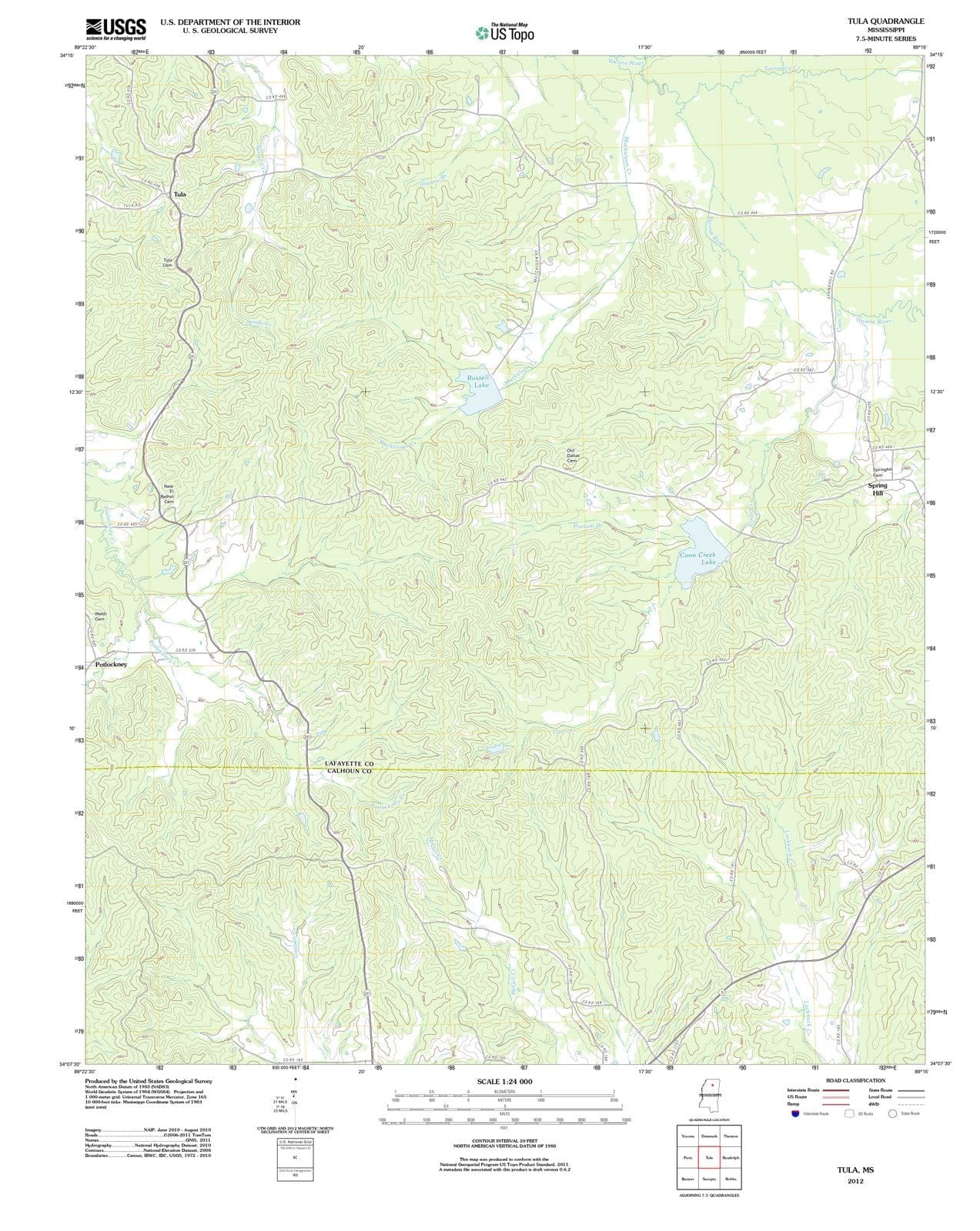 2012 Tula, MS - Mississippi - USGS Topographic Map