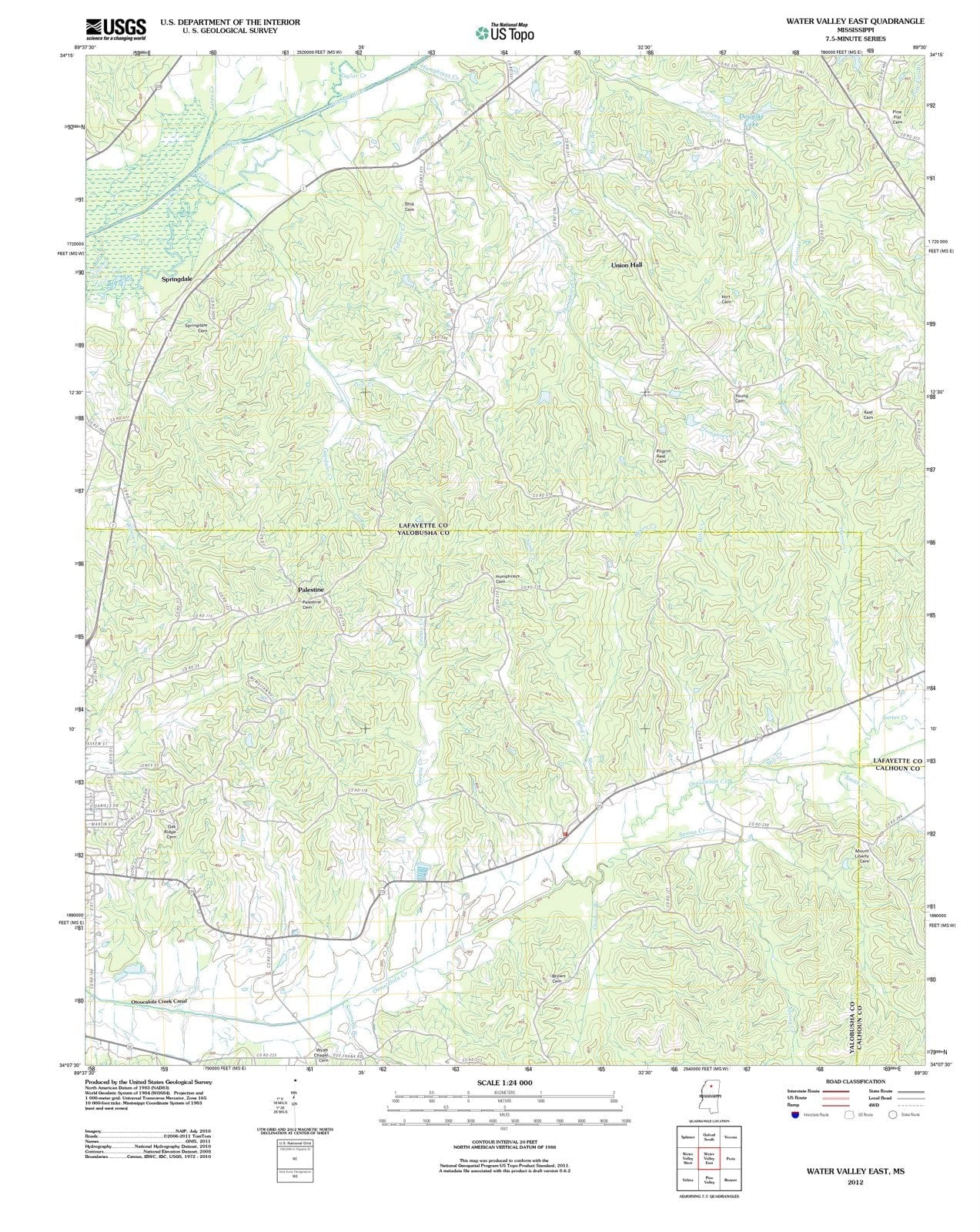 2012 Water Valley East, MS - Mississippi - USGS Topographic Map