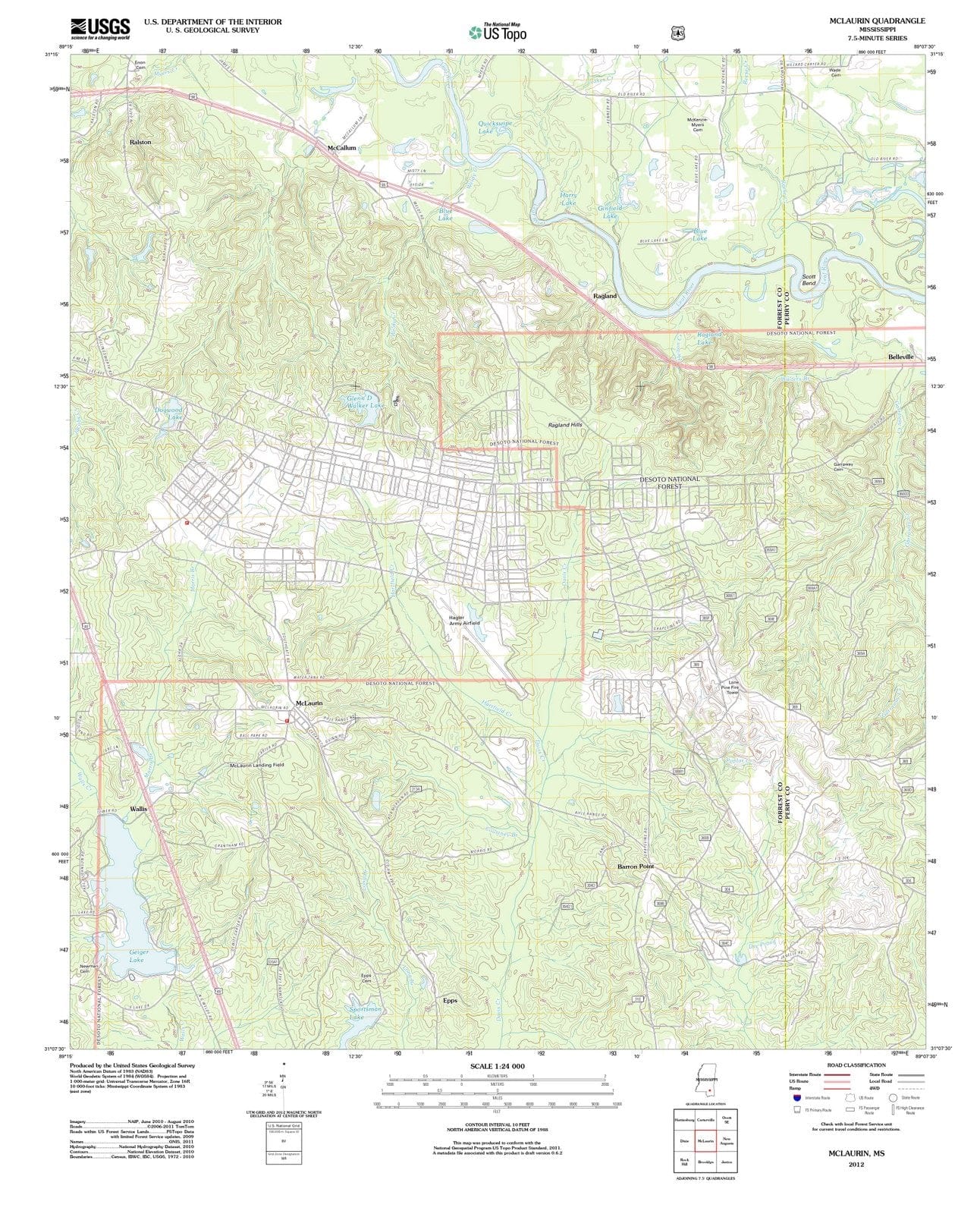 2012 McLaurin, MS - Mississippi - USGS Topographic Map