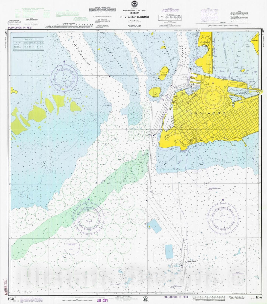 Historic Nautical Map - Key West Harbor, 1976 NOAA Chart - Florida (FL) - Vintage Wall Art