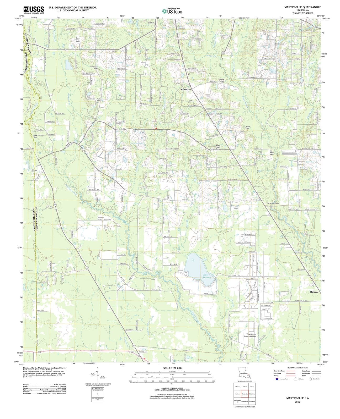 2012 Martinville, LA - Louisiana - USGS Topographic Map