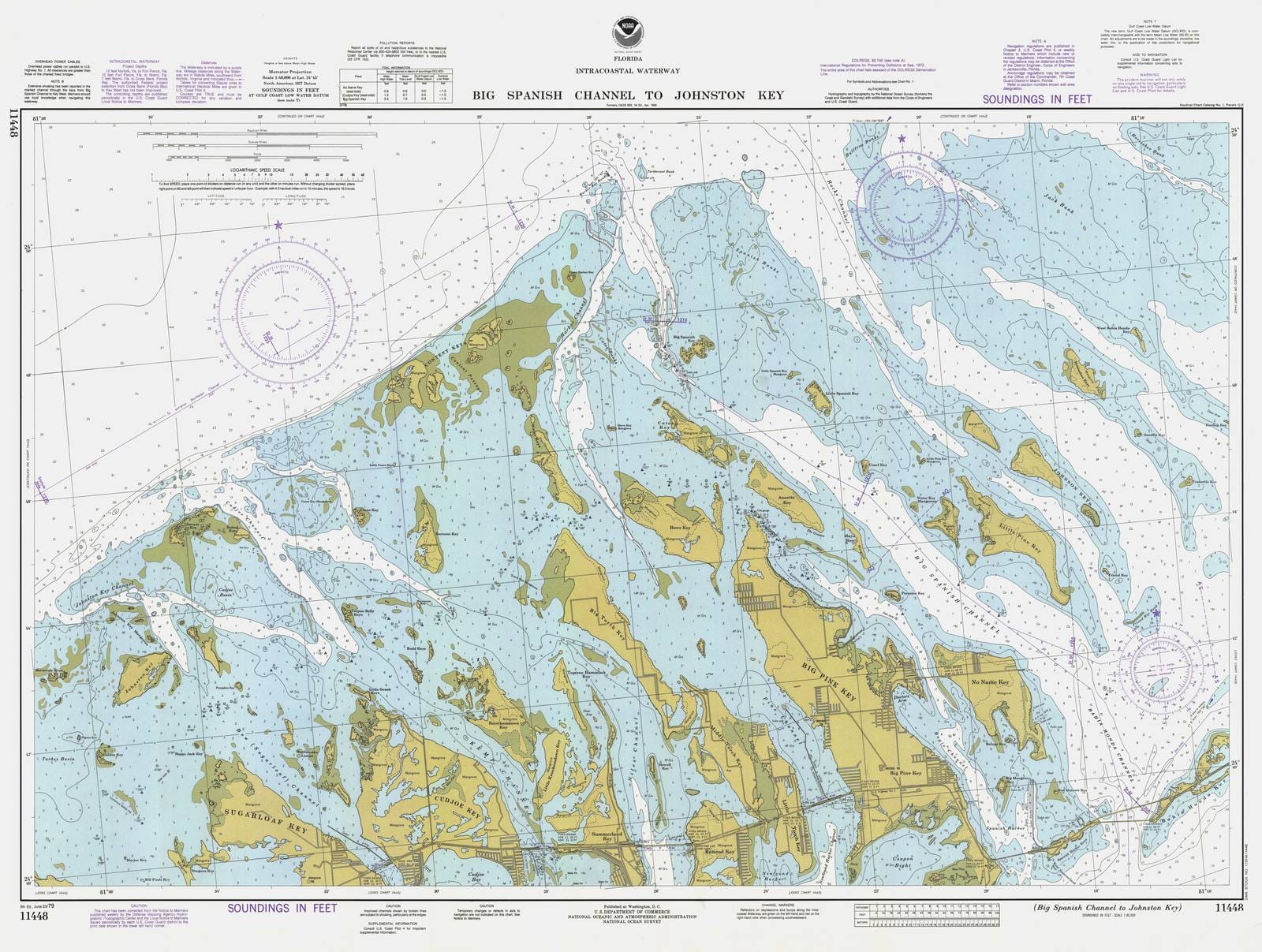 Historic Nautical Map - Big Spanish Channel To Johnston Key, 1979 NOAA Chart - Florida (FL) - Vintage Wall Art