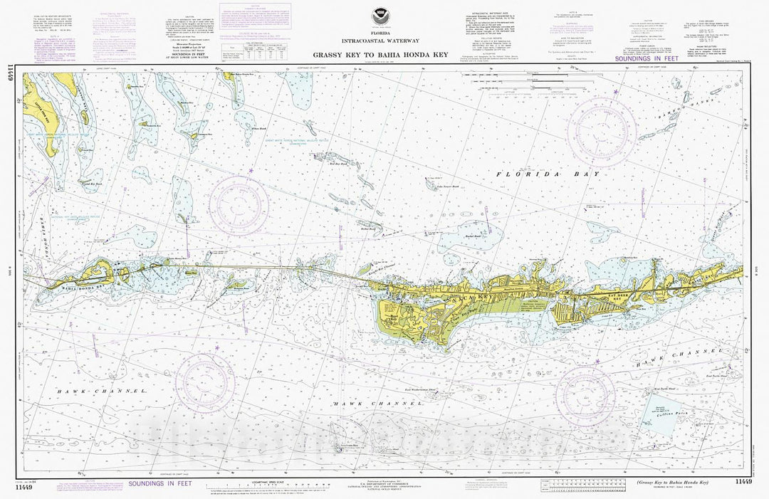 Historic Nautical Map - Grassy Key To Bahia Honda Key, 1984 NOAA Chart - Florida (FL) - Vintage Wall Art