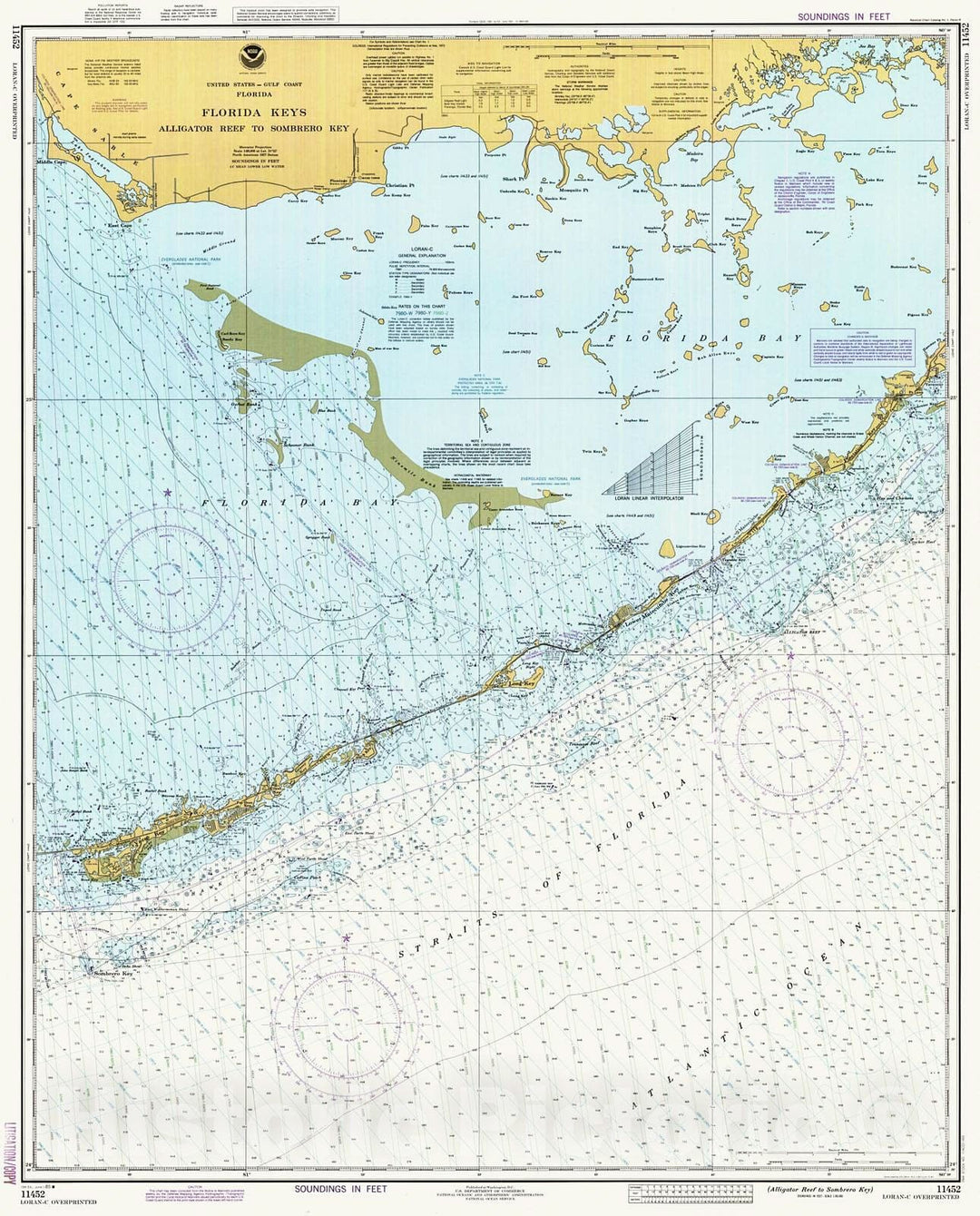 Historic Nautical Map - Alligator Reef To Sombrero Key, 1985 NOAA Chart - Florida (FL) - Vintage Wall Art