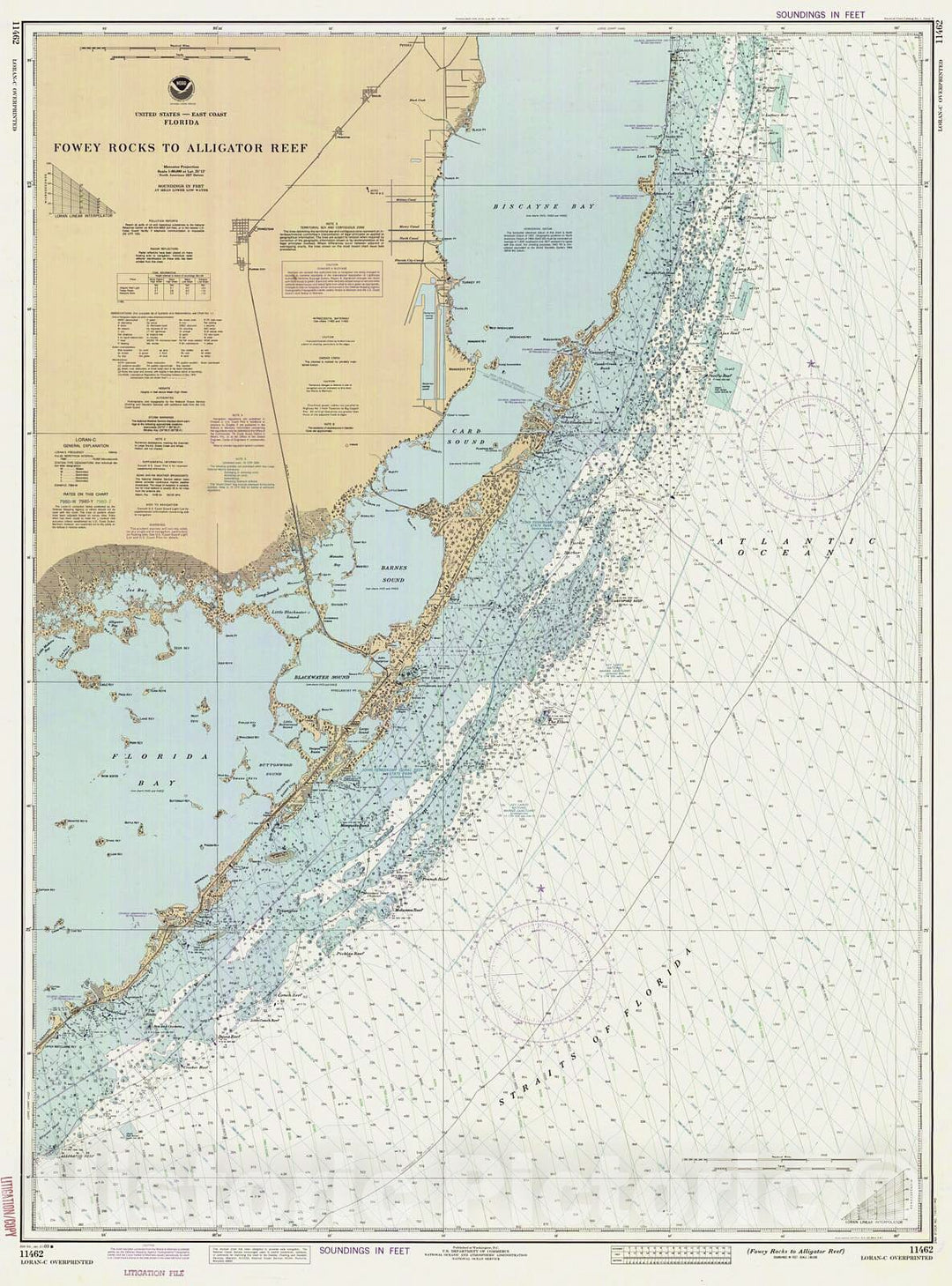 Historic Nautical Map - Fowey Rocks To Alligator Reef, 1989 NOAA Chart - Florida (FL) - Vintage Wall Art
