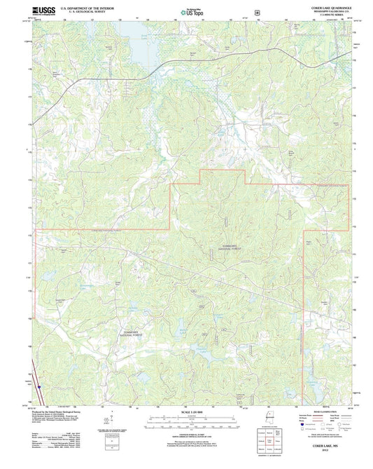 2012 Coker Lake, MS - Mississippi - USGS Topographic Map