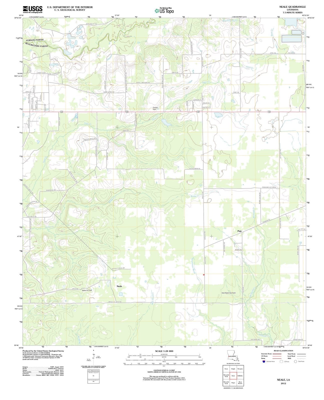 2012 Neale, LA - Louisiana - USGS Topographic Map