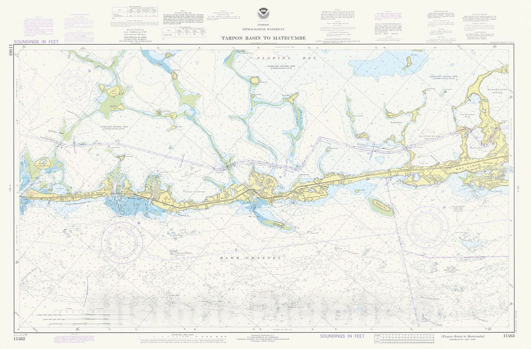 Historic Nautical Map - Elliott Key To Tarpon Basin, 1979 NOAA Chart - Florida (FL) - Vintage Wall Art