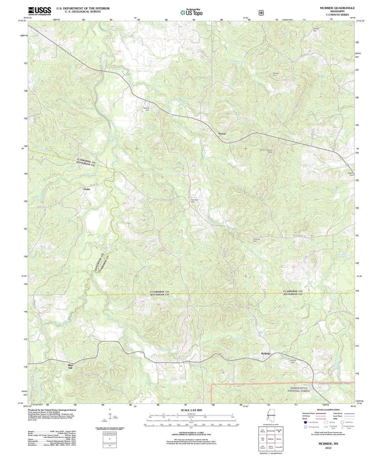 2012 McBride, MS - Mississippi - USGS Topographic Map