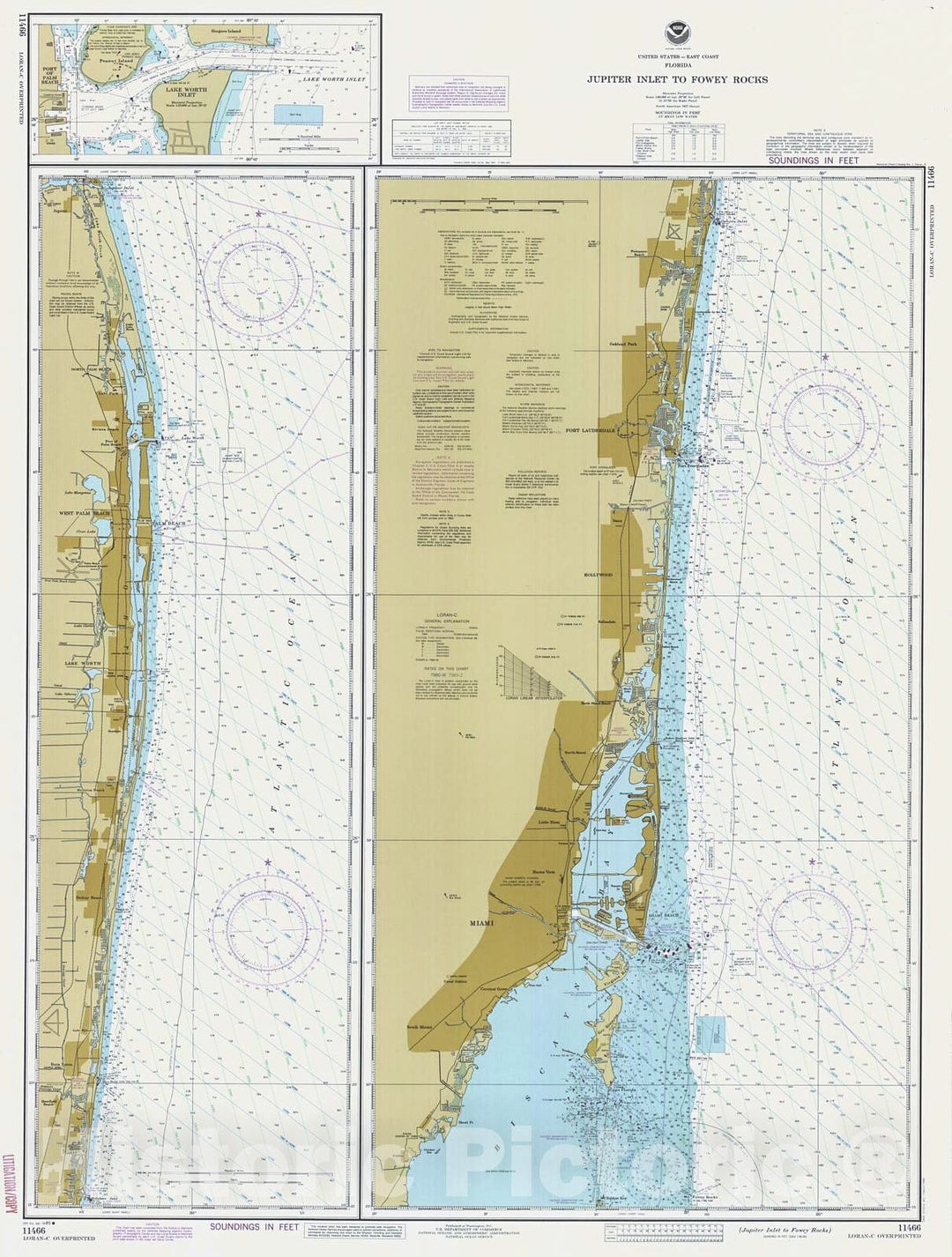 Historic Nautical Map - Jupiter Inlet To Fowey Rocks, 1985 NOAA Chart - Florida (FL) - Vintage Wall Art