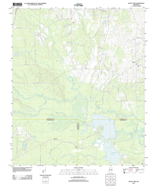 2012 Bluff Lake, MS - Mississippi - USGS Topographic Map