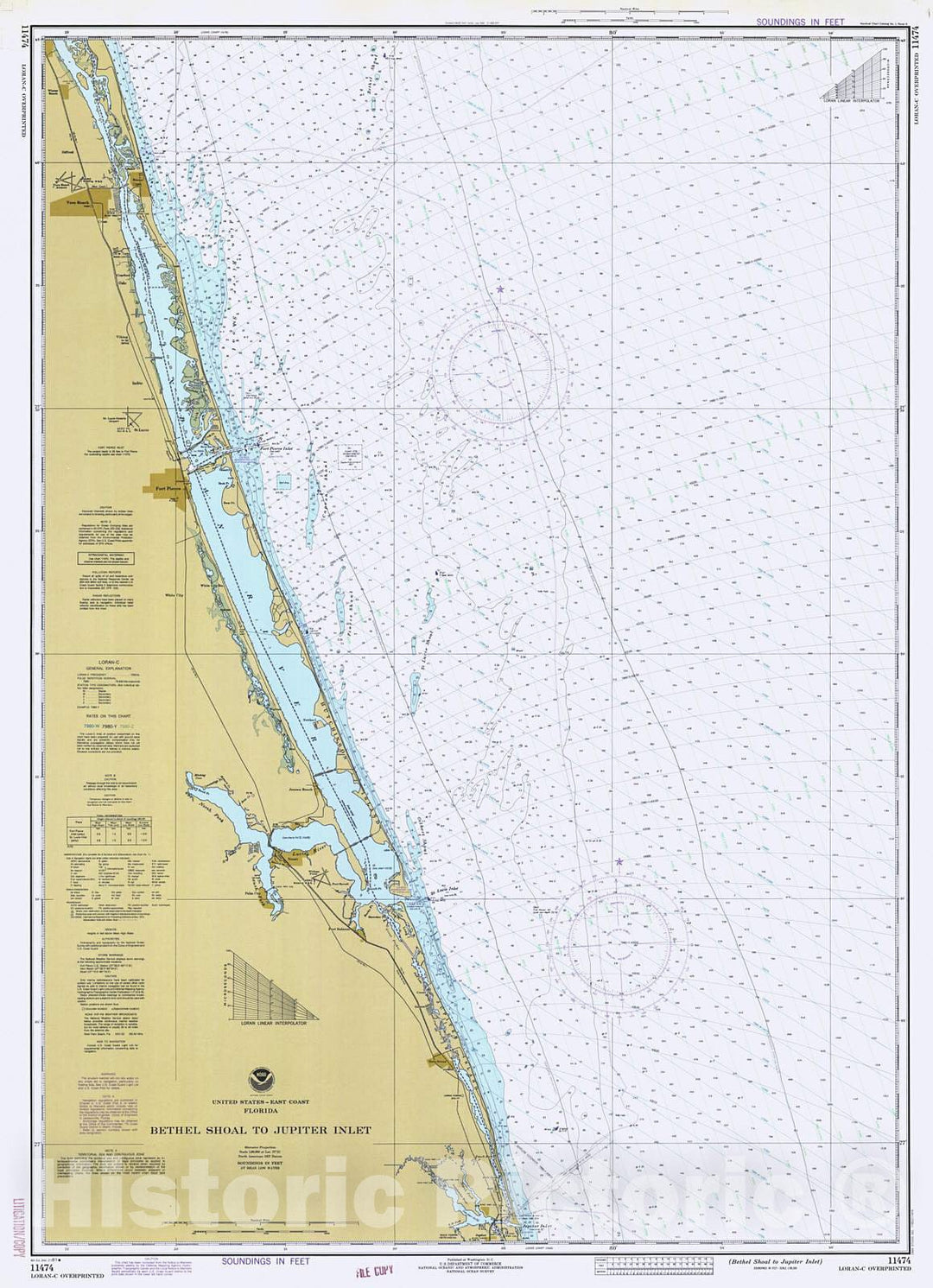Historic Nautical Map - Bethel Shoal To Jupiter Inlet, 1981 NOAA Chart - Florida (FL) - Vintage Wall Art