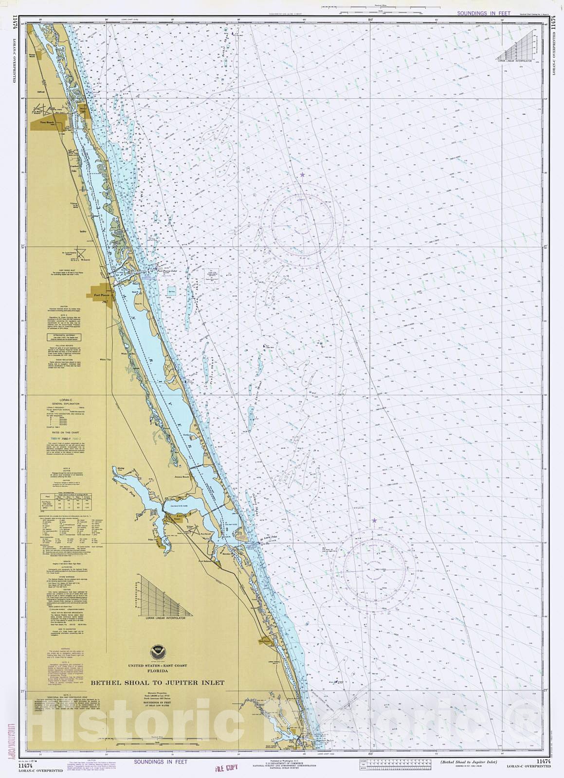 Historic Nautical Map - Bethel Shoal To Jupiter Inlet, 1981 NOAA Chart - Florida (FL) - Vintage Wall Art