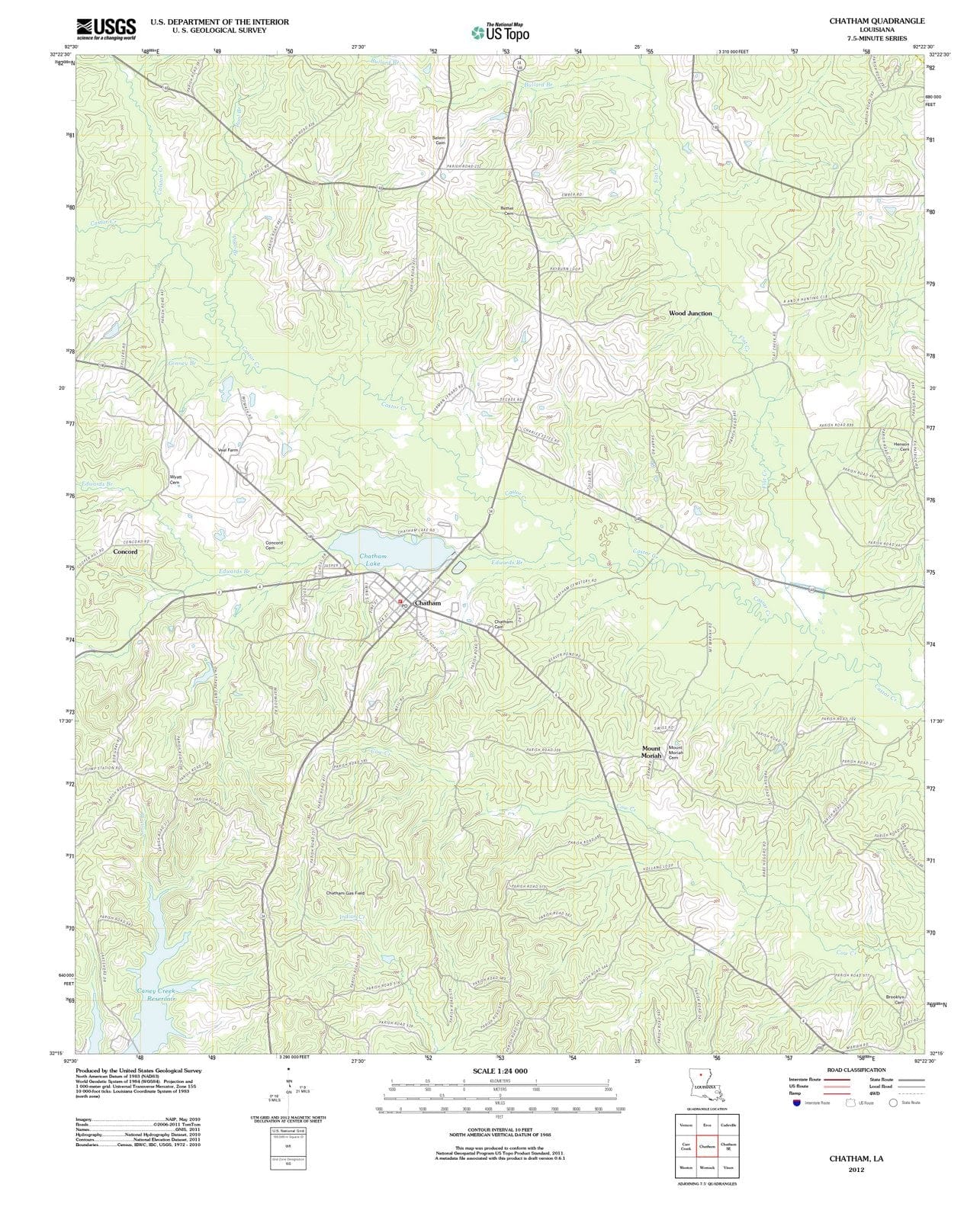2012 Chatham, LA - Louisiana - USGS Topographic Map
