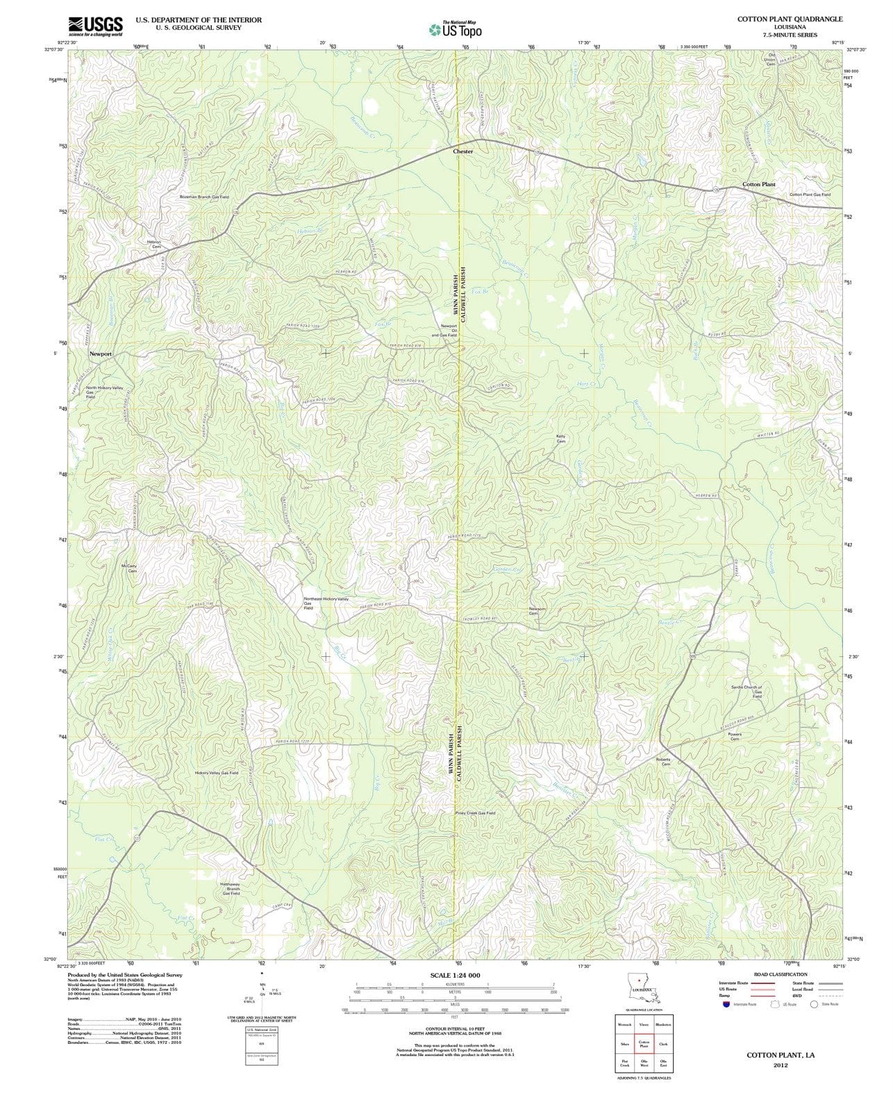 2012 Cotton Plant, LA - Louisiana - USGS Topographic Map