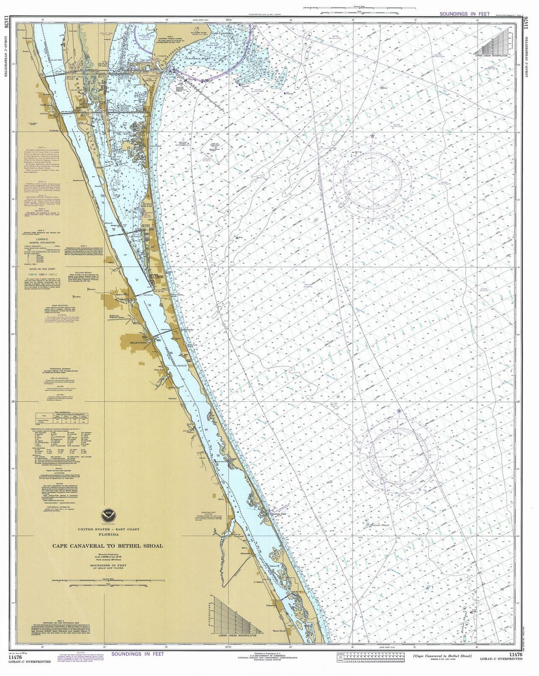 Historic Nautical Map - Cape Canaveral To Bethel Shoal, 1980 NOAA Chart - Florida (FL) - Vintage Wall Art
