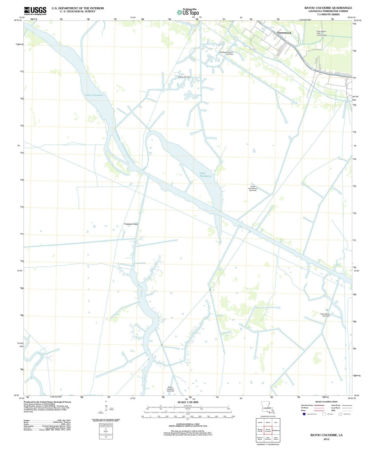 2012 Bayou Cocodrie, LA - Louisiana - USGS Topographic Map