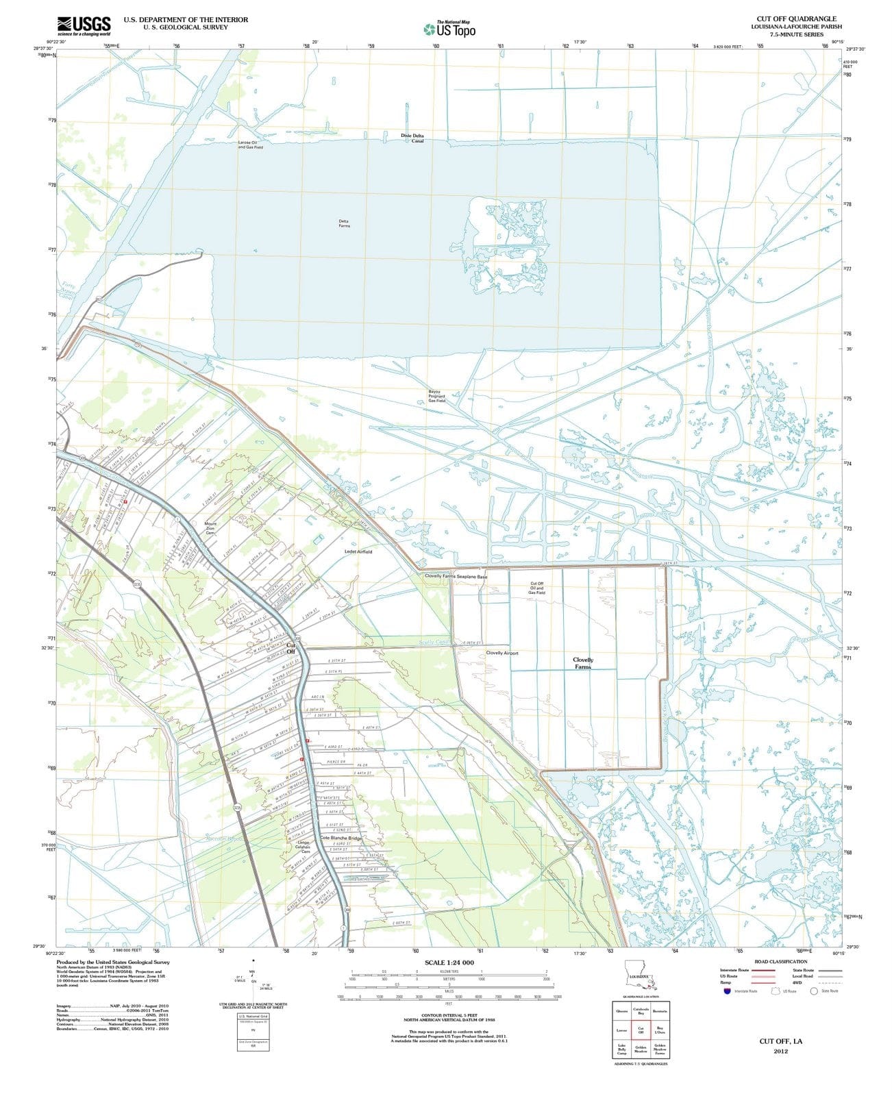 2012 Cut Off, LA - Louisiana - USGS Topographic Map