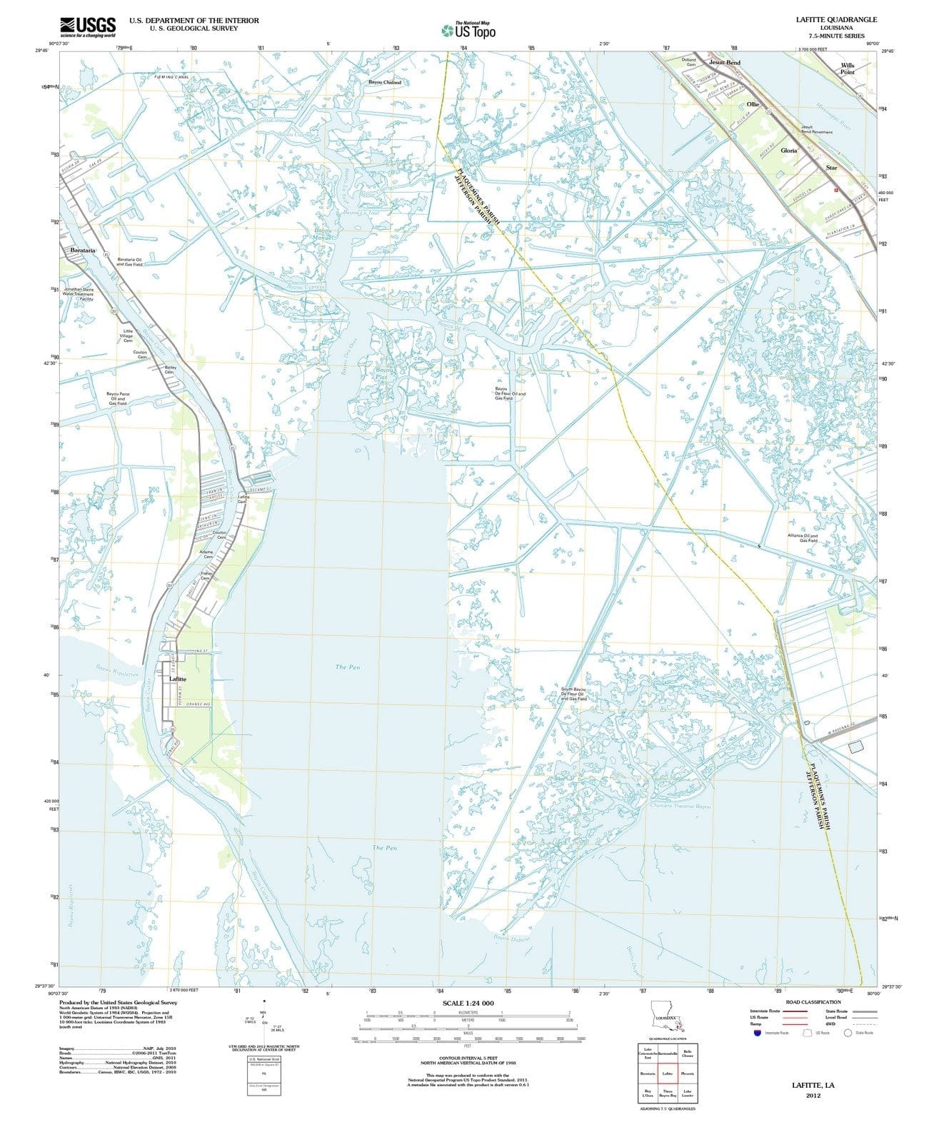 2012 Lafitte, LA - Louisiana - USGS Topographic Map