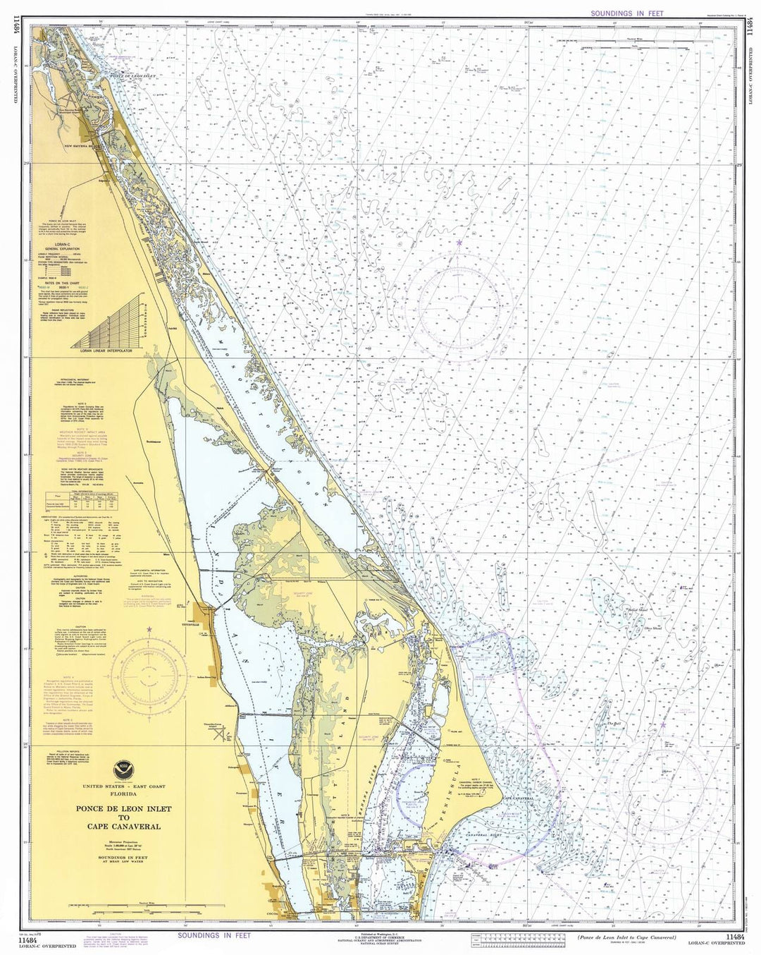 Historic Nautical Map - Ponce De Leon Inlet To Cape Canaveral, 1978 NOAA Chart - Florida (FL) - Vintage Wall Art
