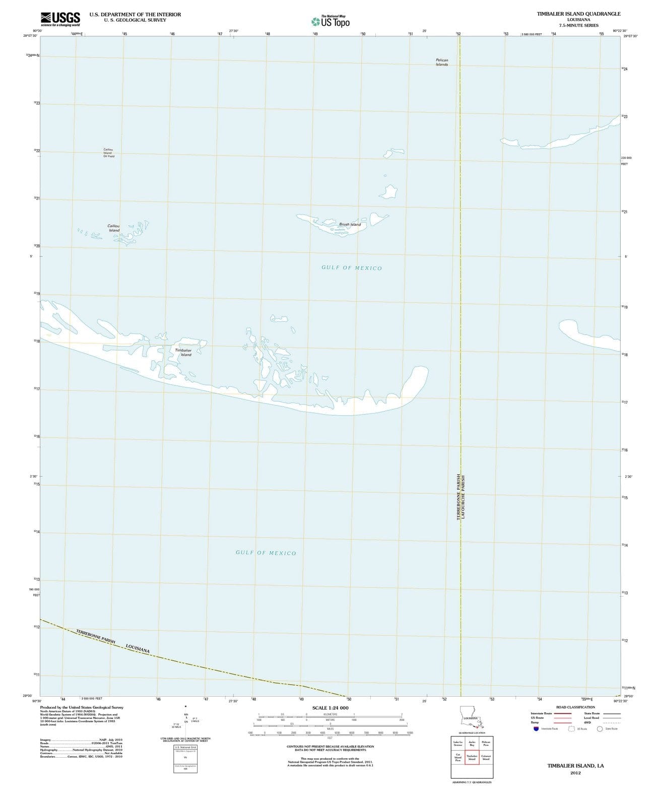 2012 Timbalier Island, LA - Louisiana - USGS Topographic Map