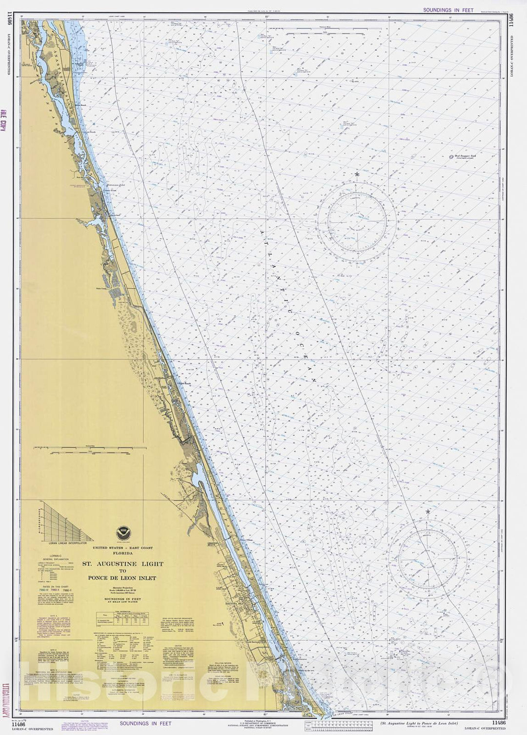 Historic Nautical Map - St Augustine Light To Ponce De Leon Inlet, 1979 NOAA Chart - Florida (FL) - Vintage Wall Art