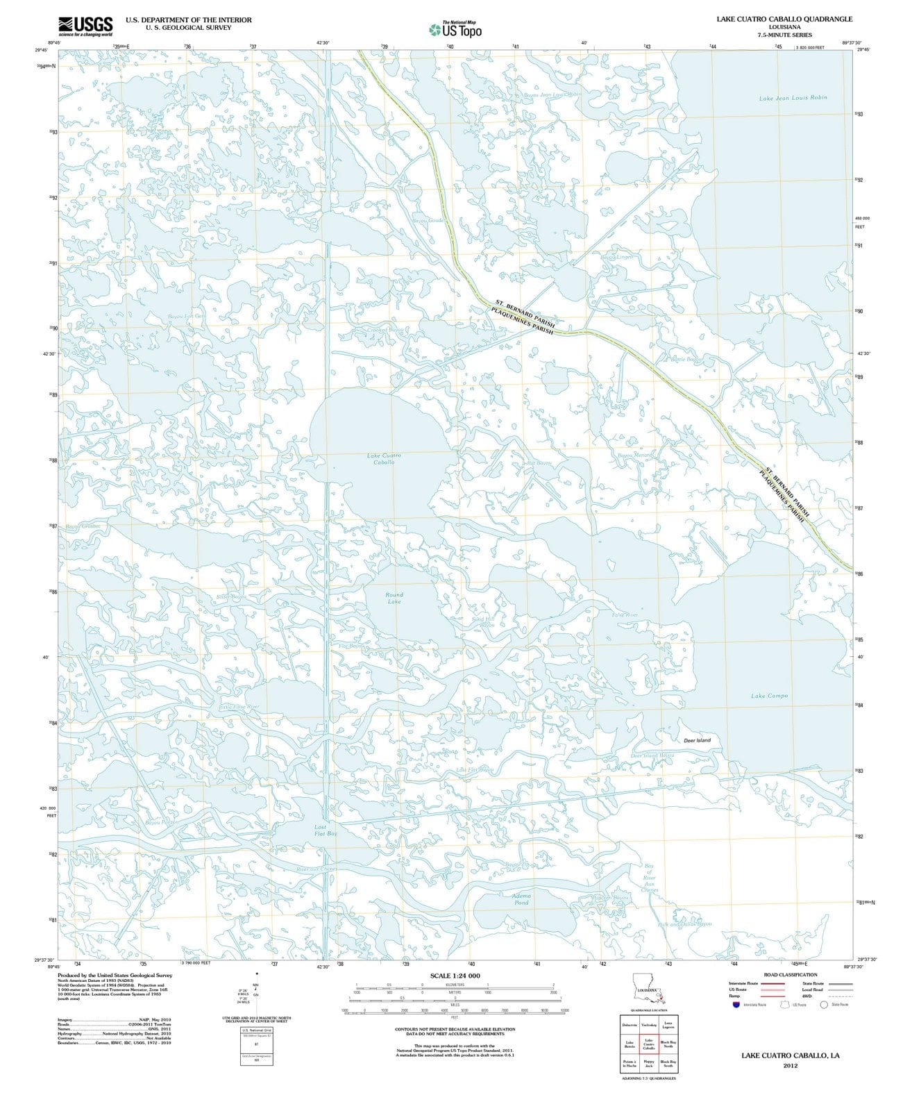 2012 Lake Cuatro Caballo, LA - Louisiana - USGS Topographic Map