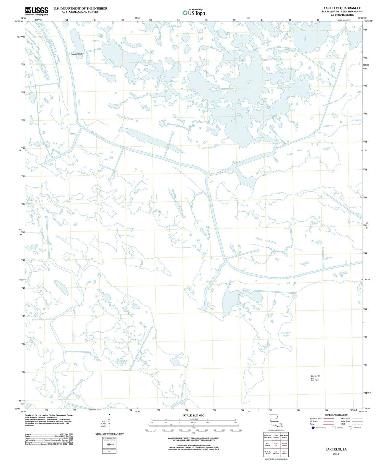 2012 Lake Eloi, LA - Louisiana - USGS Topographic Map