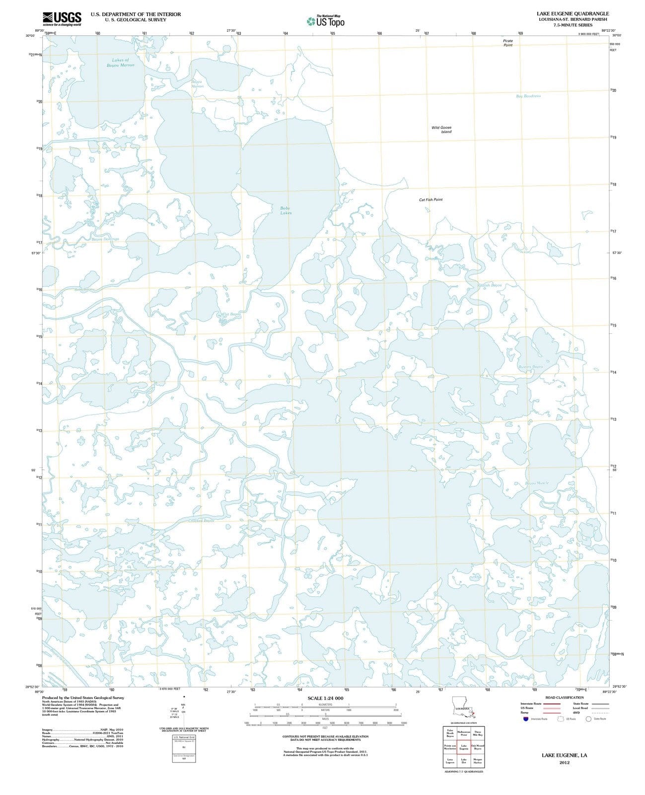2012 Lake Eugenie, LA - Louisiana - USGS Topographic Map