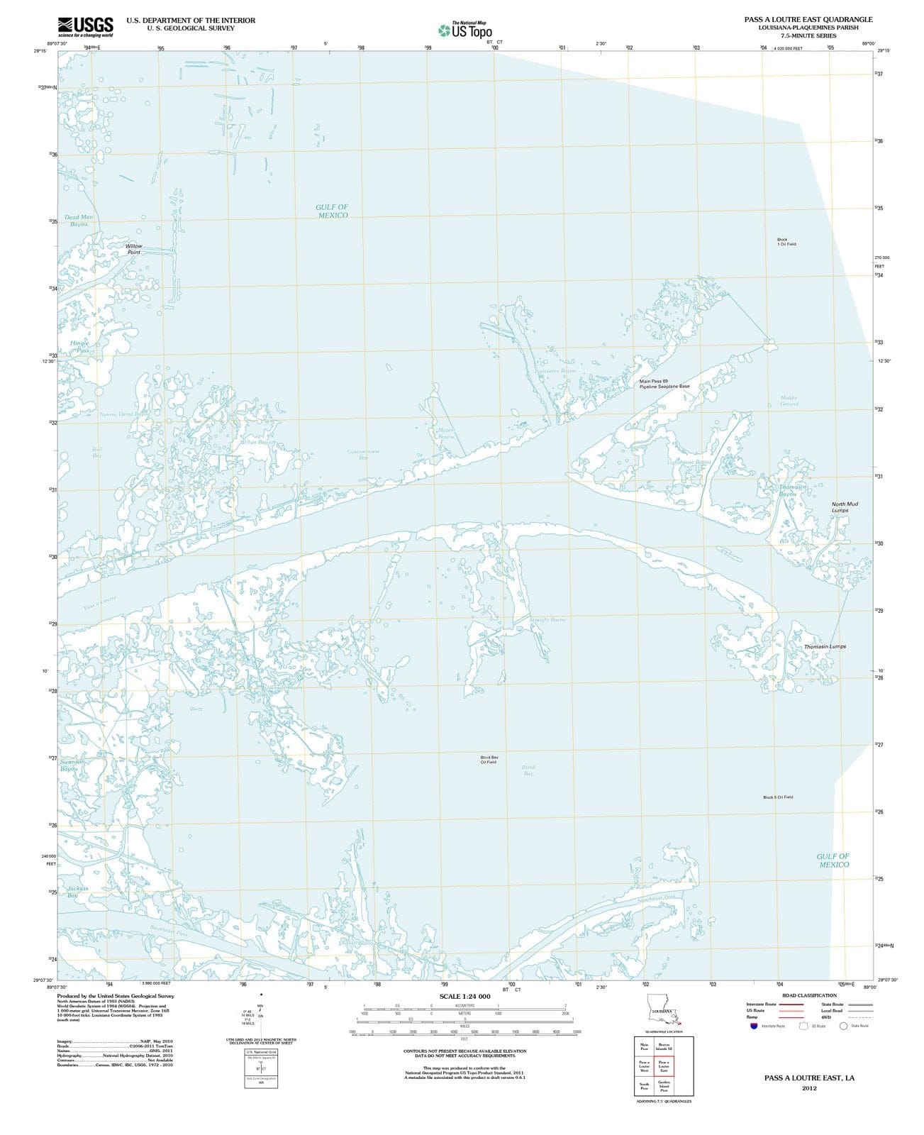 2012 Pass a Loutre East, LA - Louisiana - USGS Topographic Map