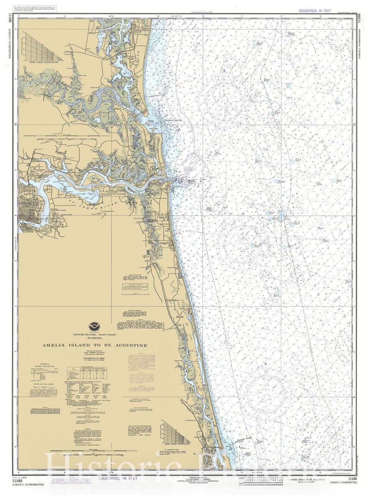 Historic Nautical Map - Amelia Island To St Augustine, 1982 NOAA Chart - Florida (FL) - Vintage Wall Art