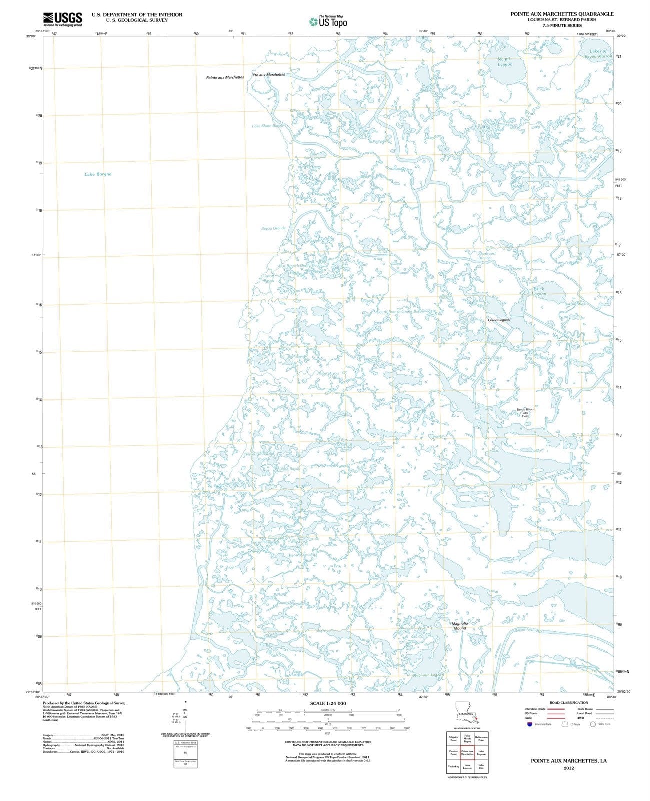 2012 Pointe aux Marchettes, LA - Louisiana - USGS Topographic Map