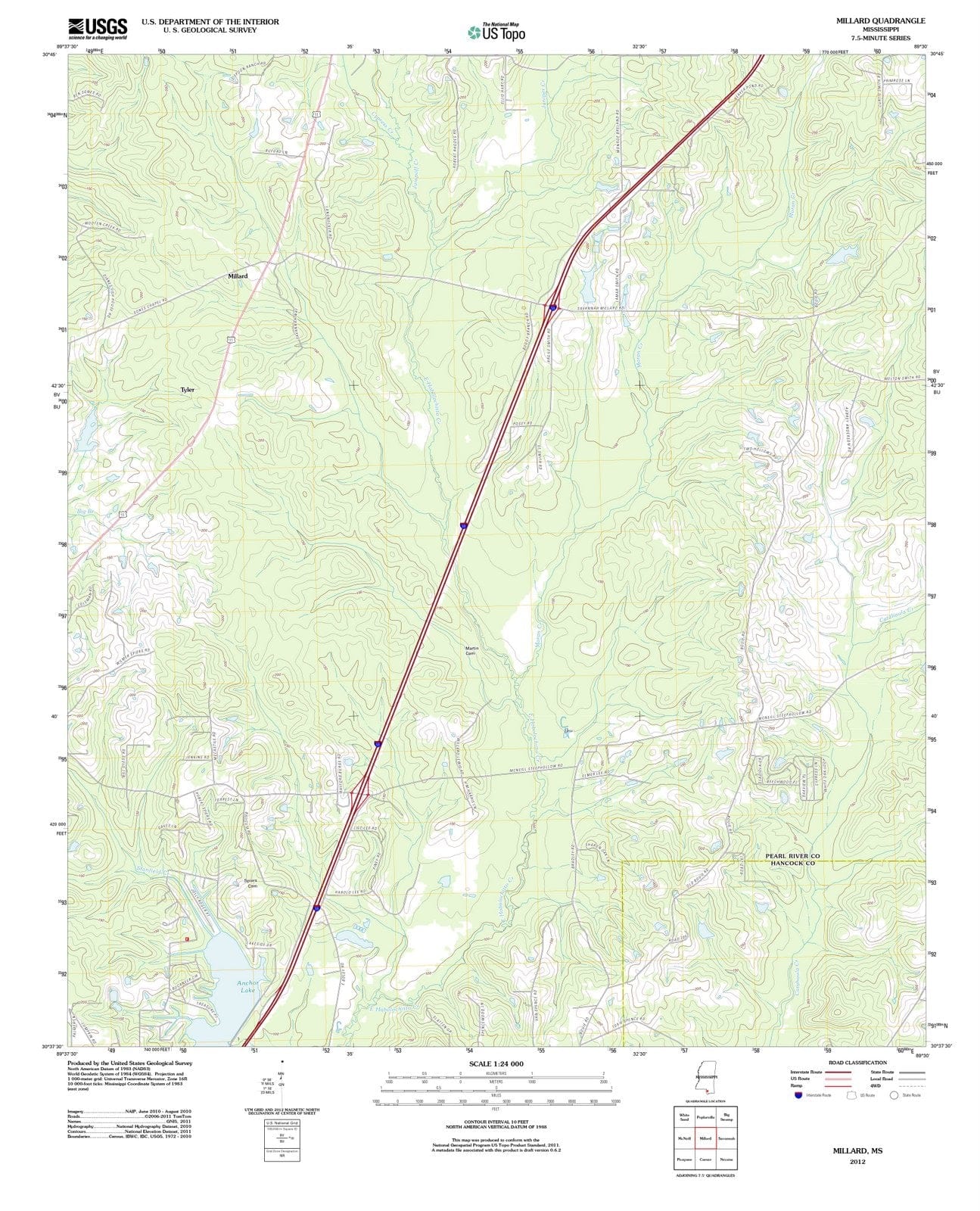 2012 Millard, MS - Mississippi - USGS Topographic Map