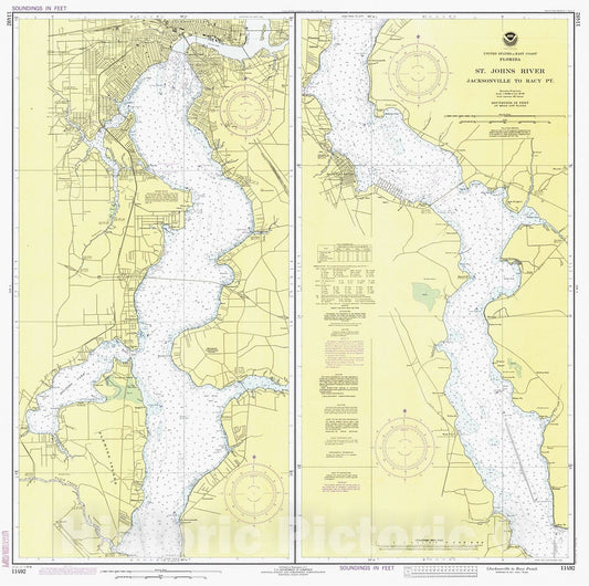 Historic Nautical Map - Jacksonville To Racy Point, 1980 NOAA Chart - Florida (FL) - Vintage Wall Art
