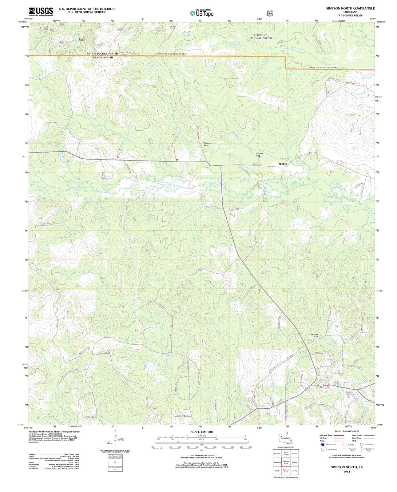 2012 Simpson North, LA - Louisiana - USGS Topographic Map