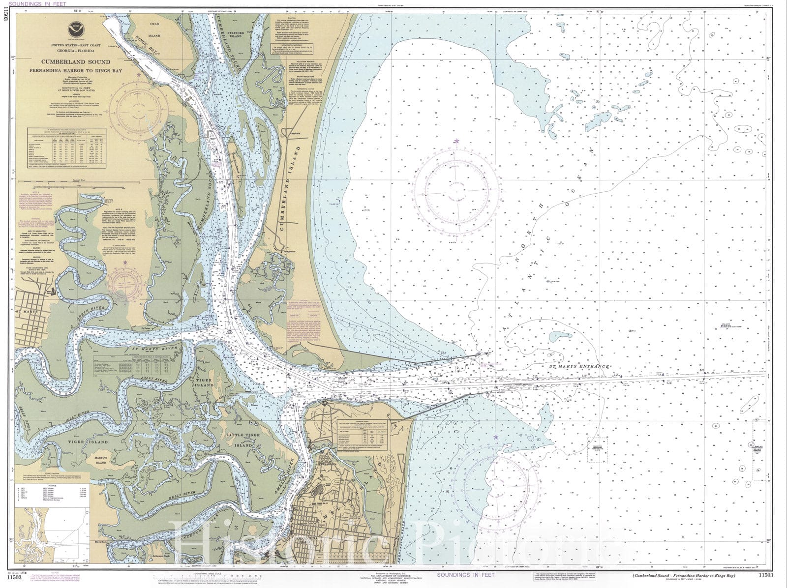 Historic Nautical Map - Cumberland Sound-Fernandina Harbor To Kings Bay, 1995 NOAA Chart - Georgia, Florida (GA, FL) - Vintage Wall Art