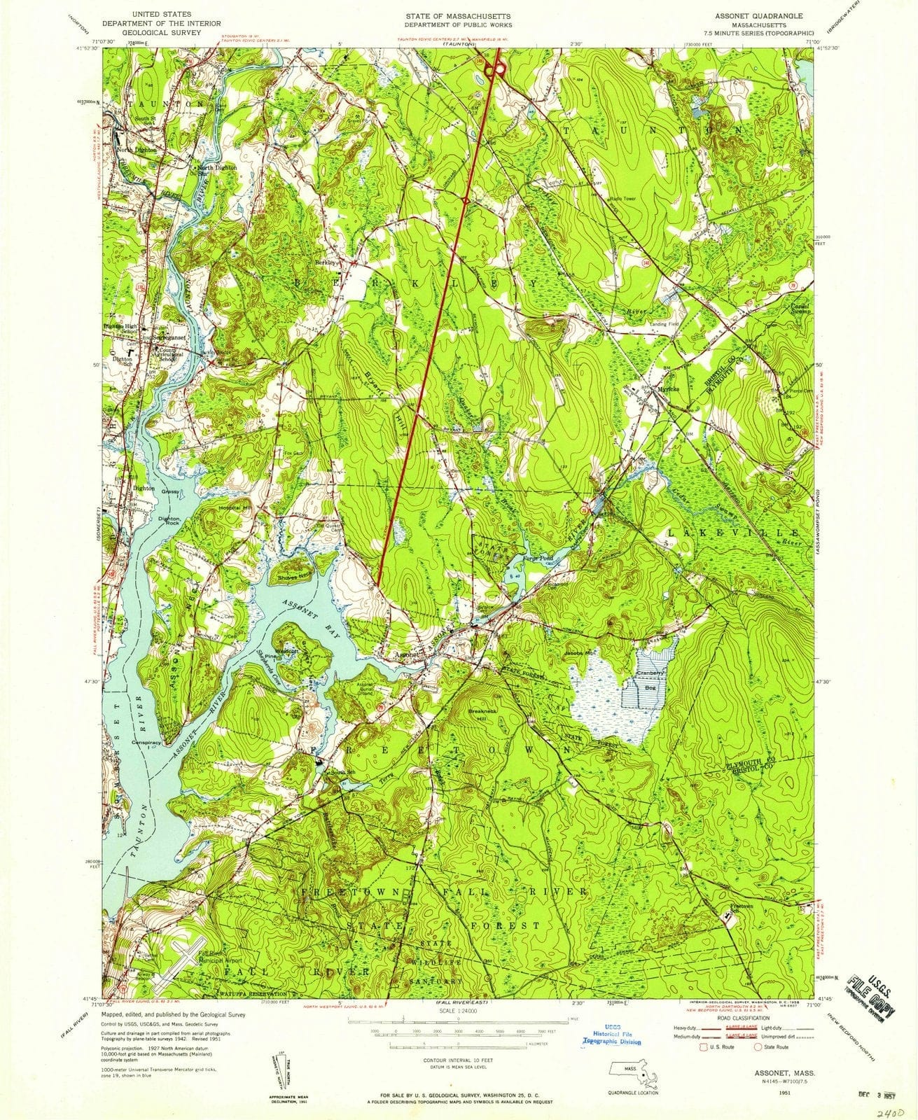 1951 Assonet, MA - Massachusetts - USGS Topographic Map