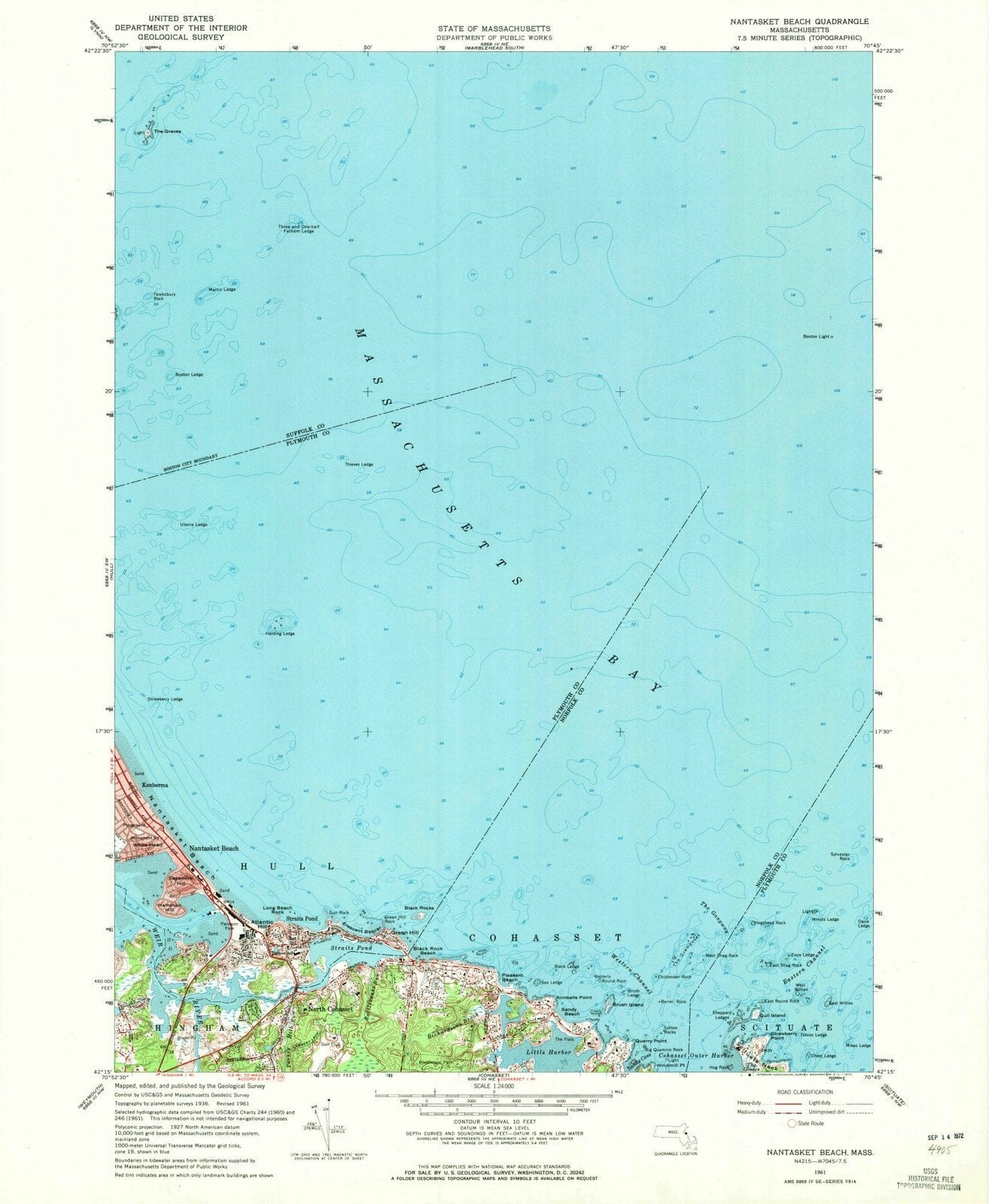 1961 Nantasket Beach, MA - Massachusetts - USGS Topographic Map