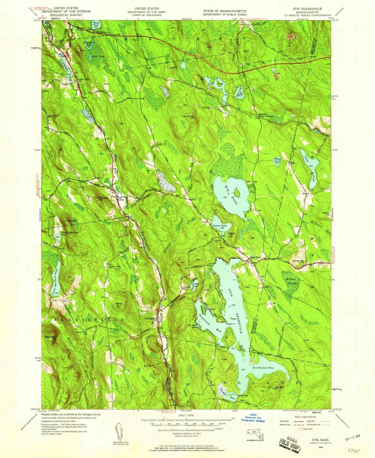 1946 Otis, MA - Massachusetts - USGS Topographic Map