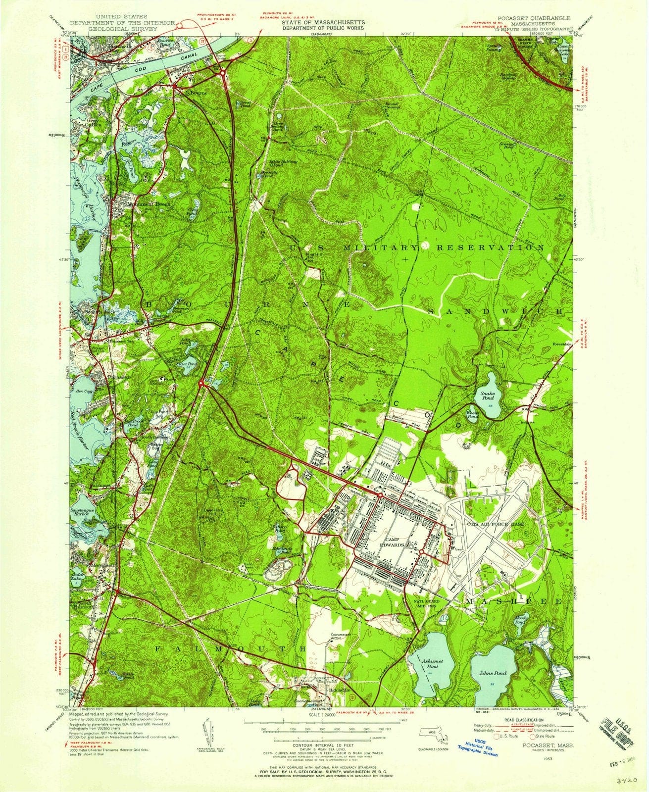 1953 Pocasset, MA - Massachusetts - USGS Topographic Map